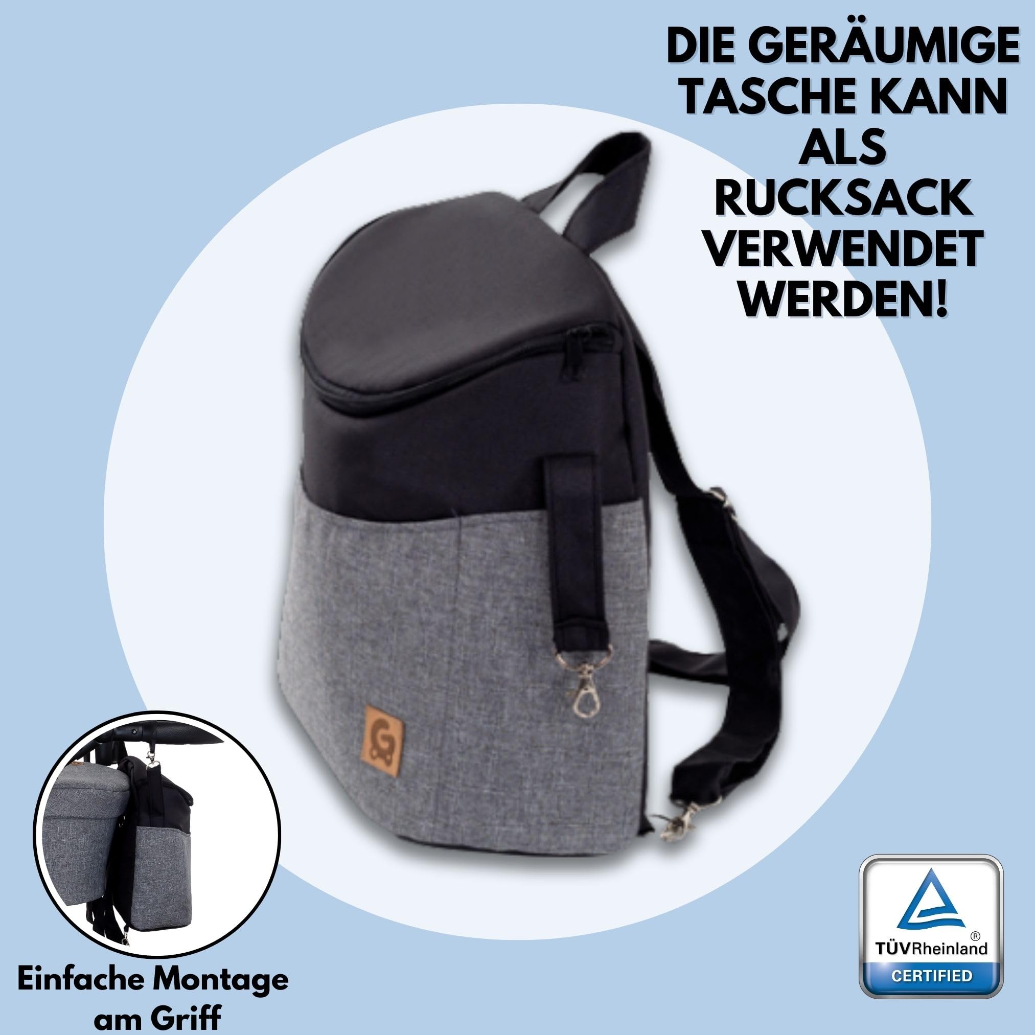GaGaDumi Boston 3 en 1 Cochecito para Bebé con Silla de Auto - Carrito de Bebé Completo con Ruedas Grandes, Bolso y Accesorios Incluidos - Homologado TÜV Negro