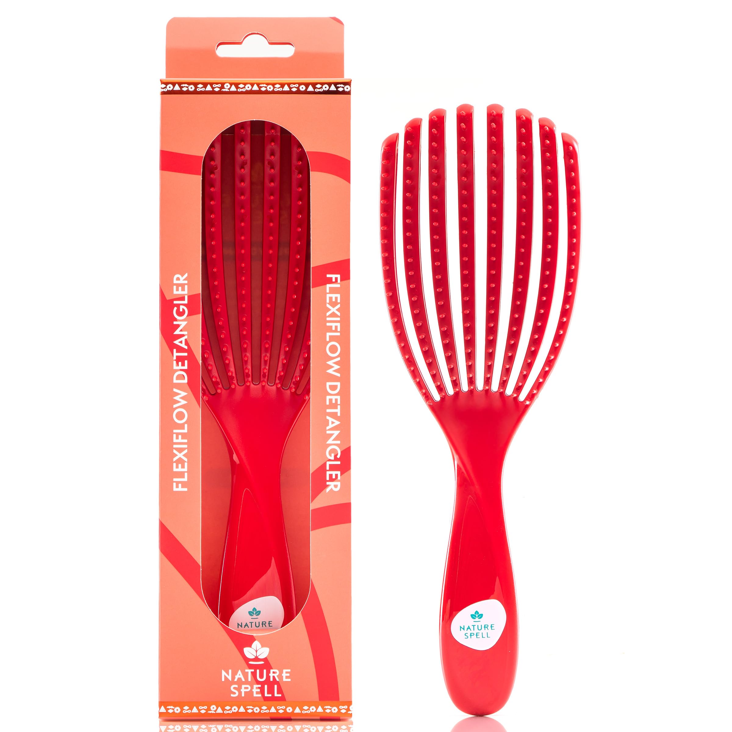 Nature Spell FlexiFlow Detangling Hair Brush, Flexible Strands for Gentle Brushing Eliminates Knots & Reduces Breakage