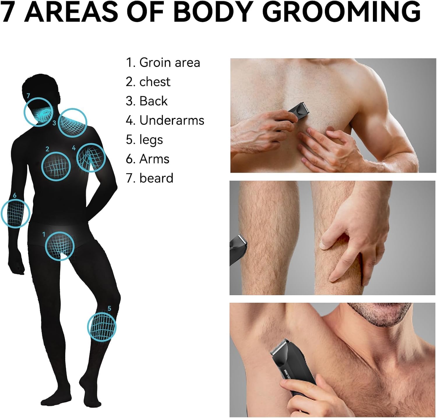 MAXGROOM Intimrasierer Mann, Körperrasierer Herren, Elektrischer Rasierer für Männer, wiederaufladbarer Herrenrasierer, für Rücken, Körper, Leistengegend, Eier, Scham und Intimbereich