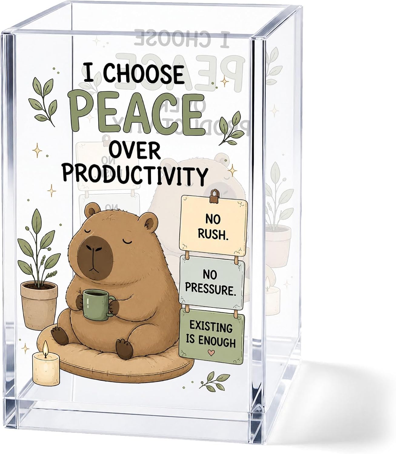 Funny Capybara Acrylic Makeup Brush Holder,Cute Desk Organizer Gift