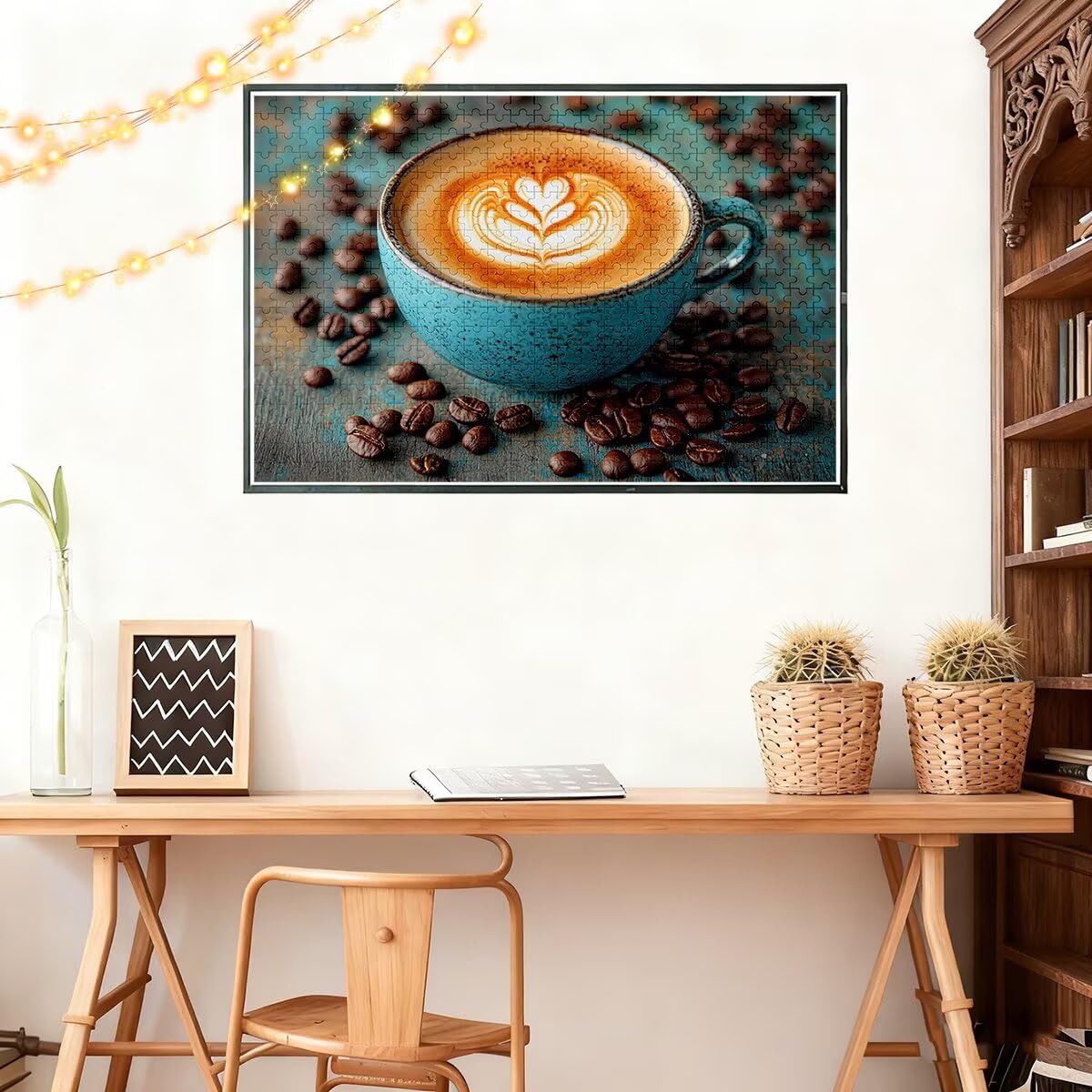 Puzzle 1500 elementów dla dorosłych, do kawy, filiżanki, klasyczne drewniane puzzle dla dorosłych, 87 x 57 cm, niepożądane wyzwanie, gra edukacyjna, gra logiczna, dla całej rodziny, relaksacyjny