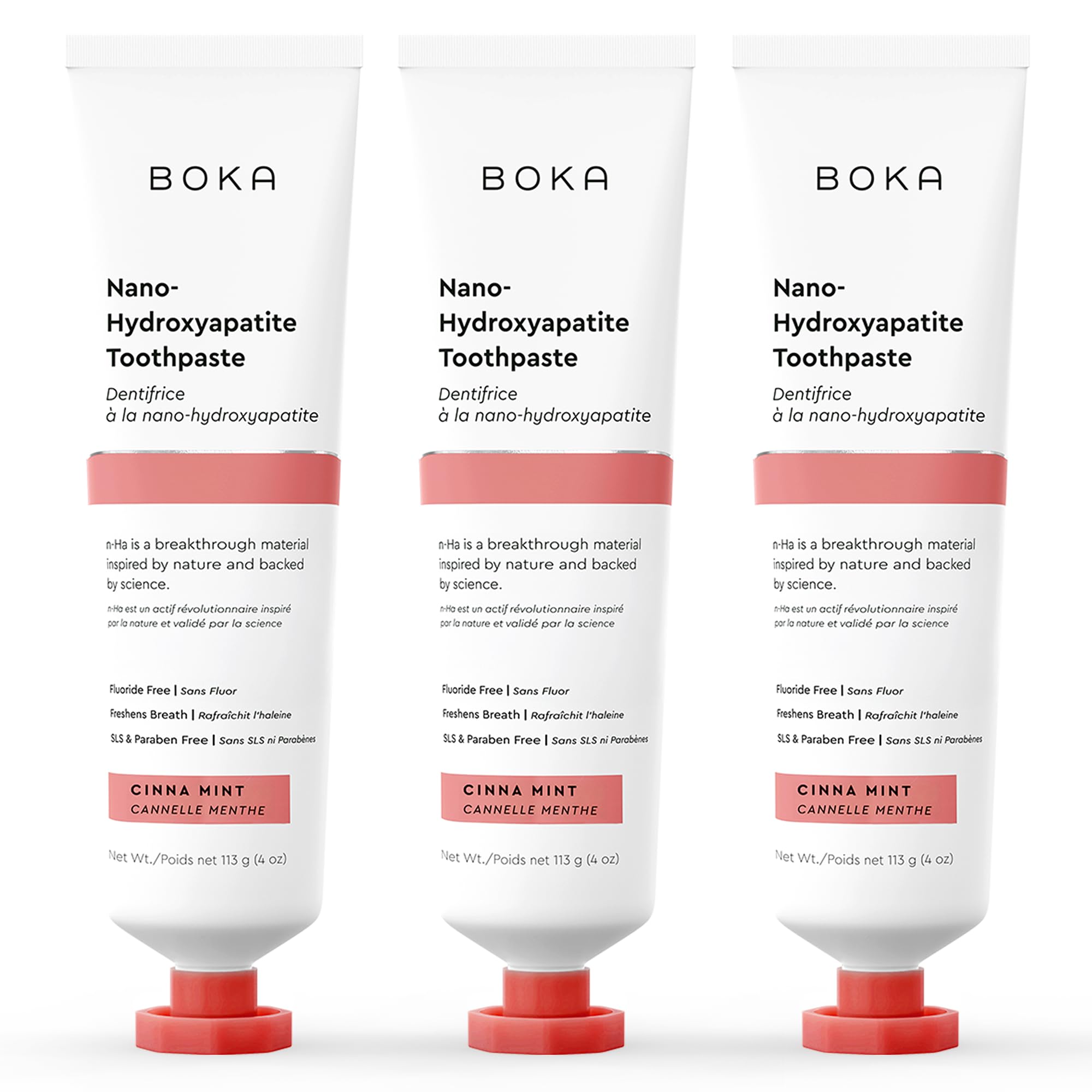 Boka Fluoride Free Toothpaste, Nano Hydroxyapatite Toothpaste, Appropriate for Sensitive Teeth - for Adult, Kids Oral Care - Cinnamon Mint Flavor, 4