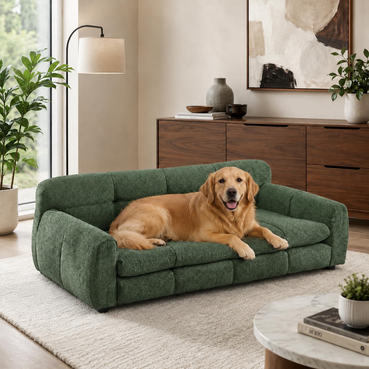 51x28 Large Dog Sofa Linen Olive