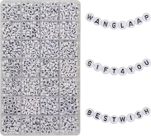 Juego de 1450 cuentas de letras redondas de acrílico de 0.16 x 0.27 pulgadas, cuentas de las letras del alfabeto de la A a la Z (vocales