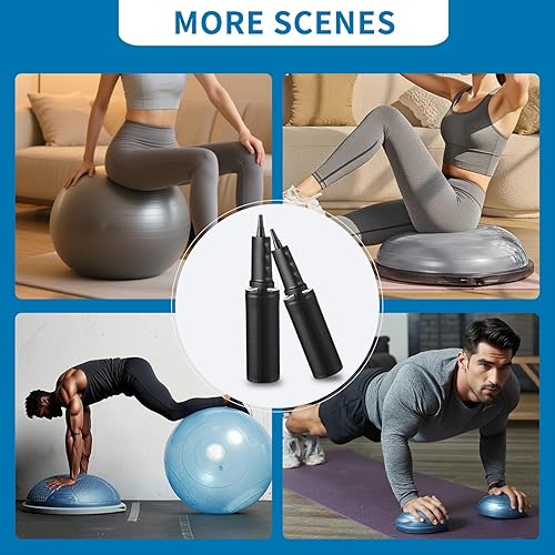 Miniatura 4 de Bomba de bola de ejercicio compatible con Bosu Balance Trainer, bomba de aire de mano para pelota de ejercicio, bomba de mano portátil para
