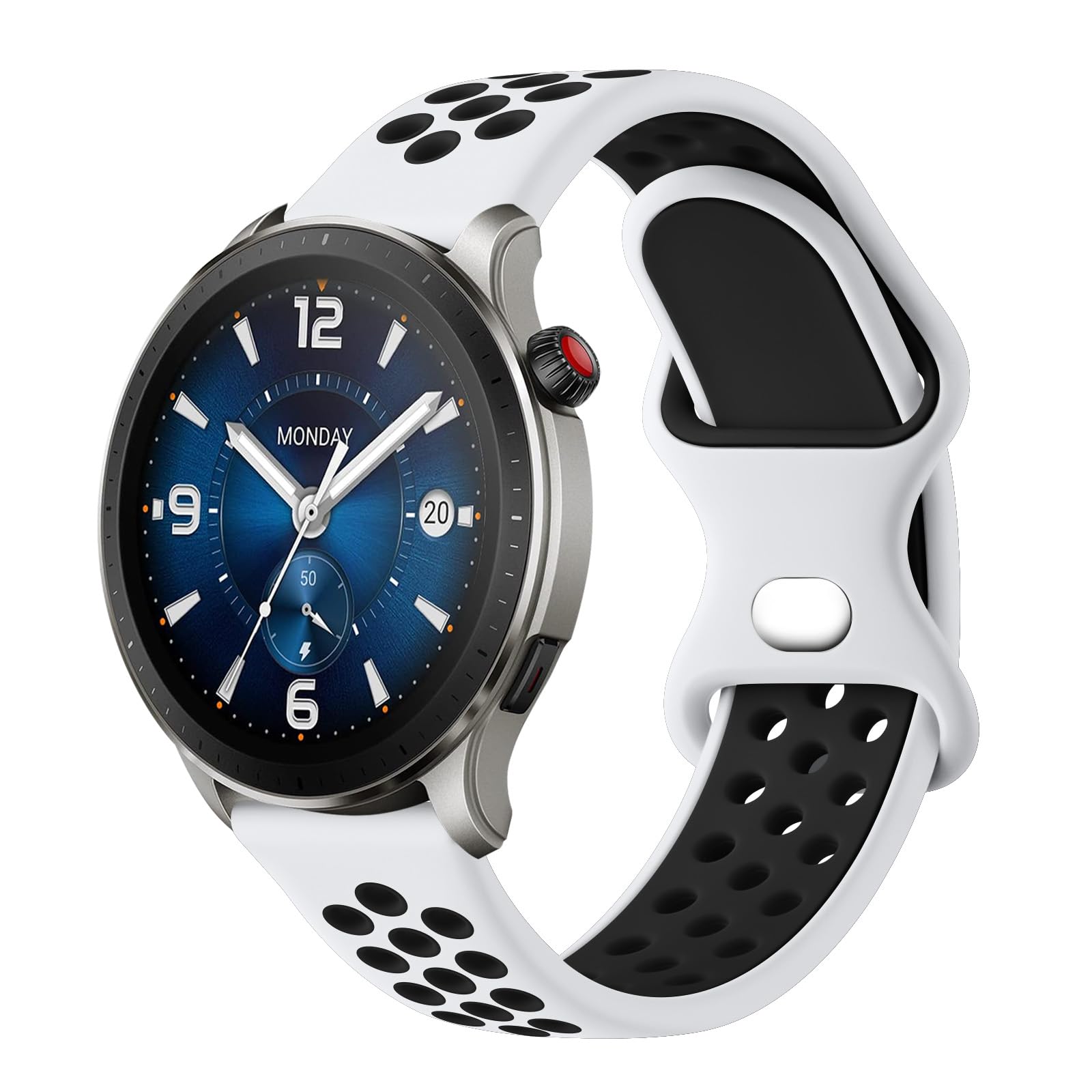 YLK 22mm Strap Compatible with Amazfit Bip 5/Amazfit GTR 4/GTR 3/GTR 2/GTR 3 Pro Women Men, Dual Color Silicone Strap, White Black