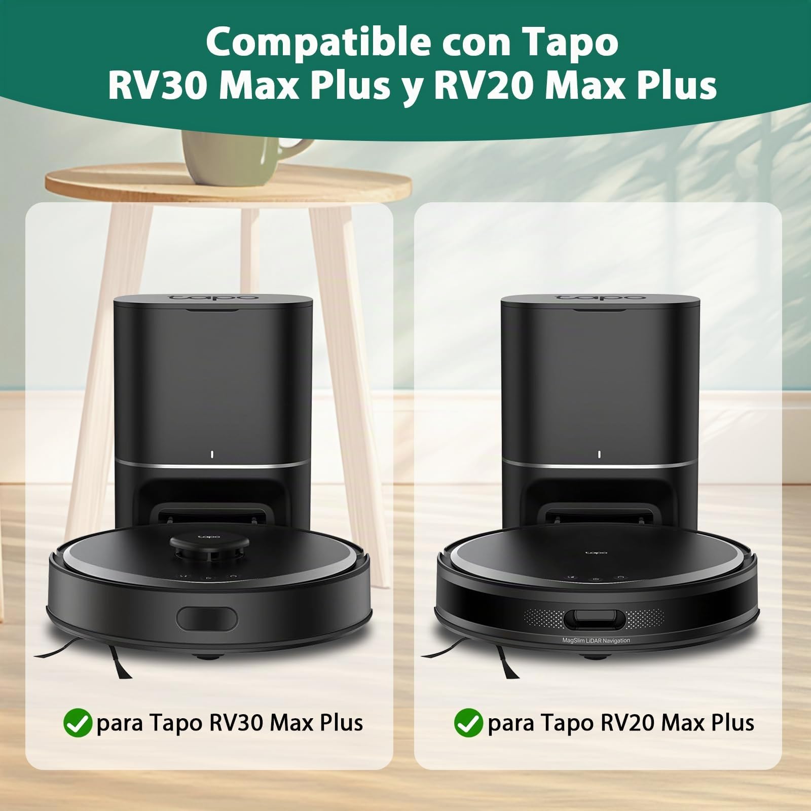 KGC 12 Piezas Bolsas Aspiradora RVA202 para Tapo RV30 Max Plus, Bolsas Aspiradora Compatible con Tapo RV20 Max Plus, Bolsas de 3L de Alta Capacidad para Bolsa para Polvo de Aspiradora