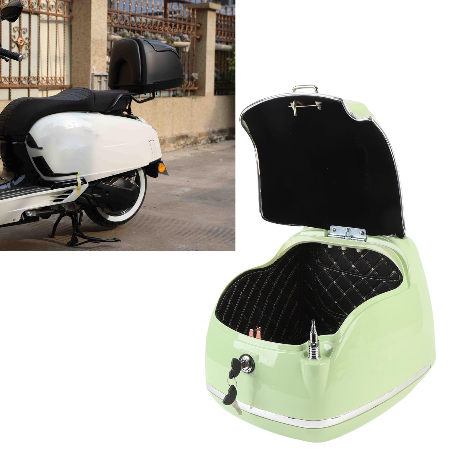 Bauletto per Moto Impermeabile da 38 Litri, Adatto Universale per da Casco, Bauletto per Bagagliaio per Motociclisti (GREEN)