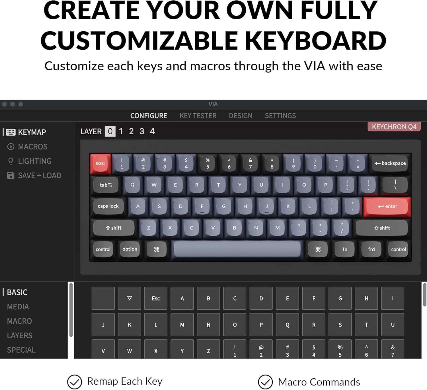 Keychron Q4 Wired Custom Mechanical Keyboard, 60% Layout QMK/VIA Programmable Macro with Hot-swappable Gateron G Pro Brown Switch Double Gasket Compatible with Mac Windows Linux (Black)