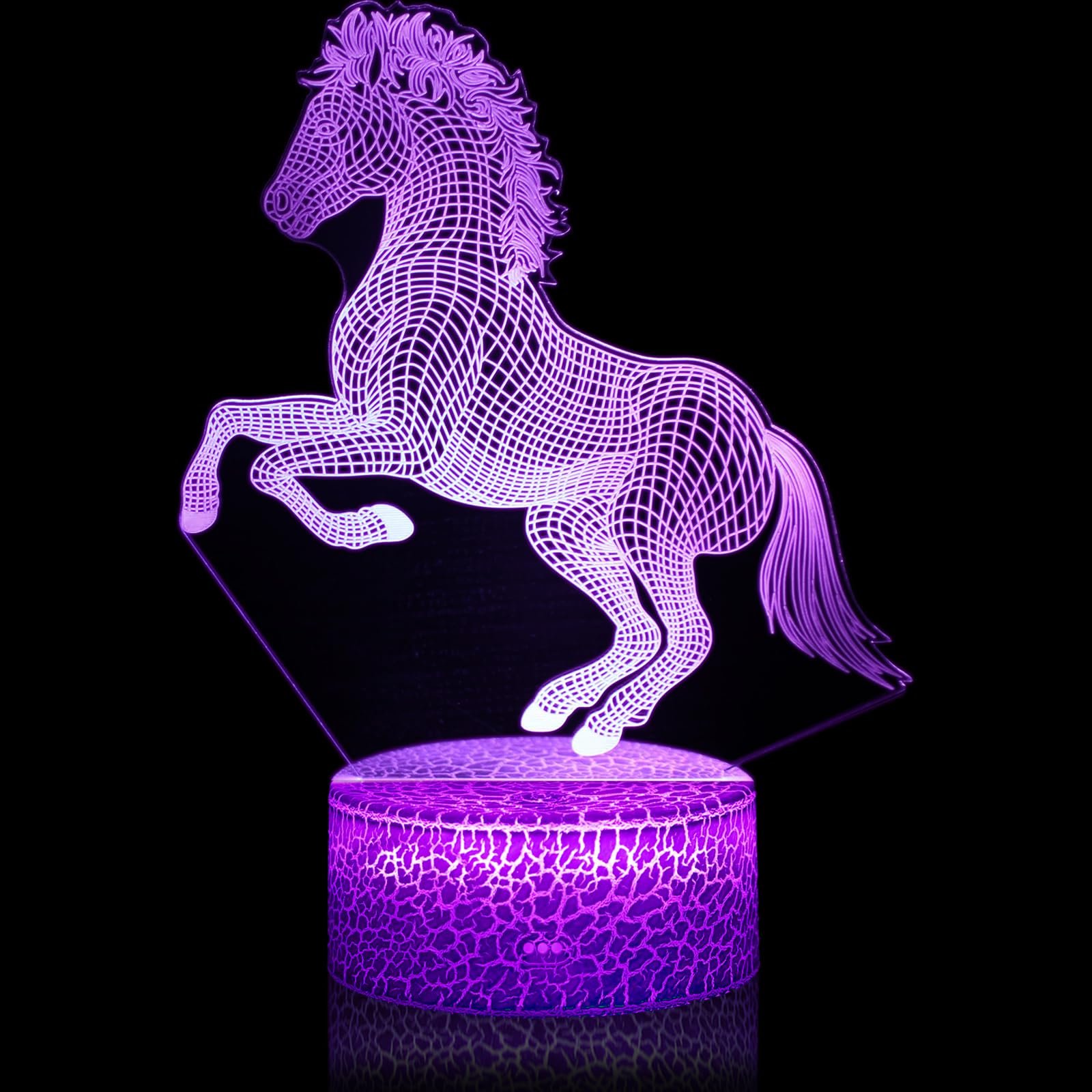 Lightzz Cavallo regali per bambine e ragazze, lampada 3D animale, luce notturna con telecomando 16 colori che cambiano (cavallo