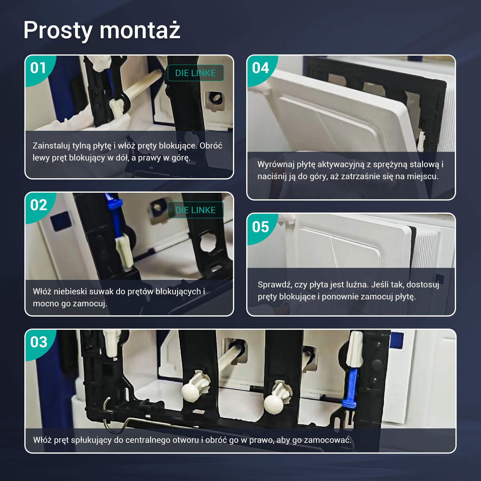 Empyreal Płytka dociskowa do WC spłuczka, części zamienne, kompatybilny z płytami uruchamiającymi Geberit Sigma 01 UP300 i 320, białe tworzywo sztuczne, do 2-krotnego spłukiwania (Srebrny Matowy)