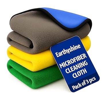 EarthyShine Microfiber Cleaning Cloths for Home, Kitchen, Dusting, Glass, Furniture & Other Surfaces (600 GSM, 40X30cm Pack of 3) - image, photos