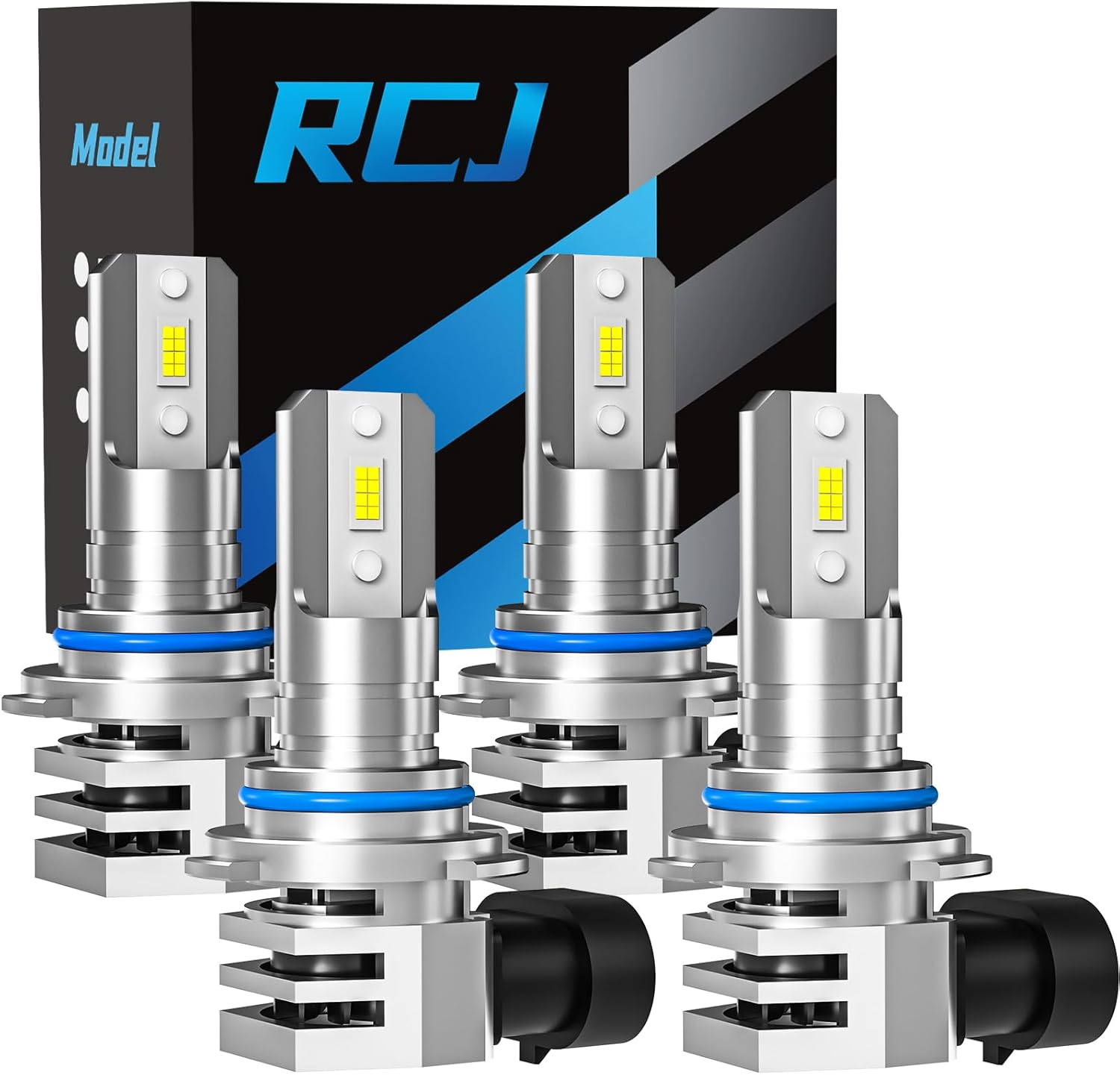 RCJ Fog Weather Light Bulbs, 9005/HB3 9006/HB4 Bulbs Combo 6000K Cool White with Cooling Fan, Plug-N-Play, Pack of 4