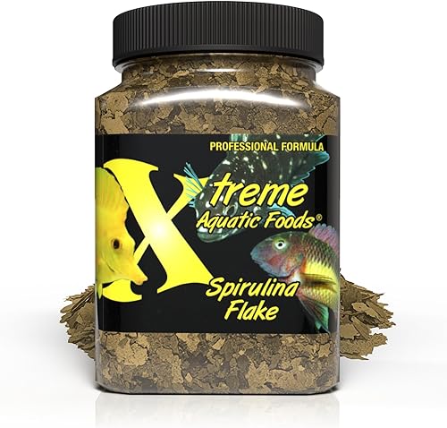 Xtreme Spirulina Flakes - Dieta herbívora equilibrada para peces tropicales y marinos, salud mejorada, colores vibrantes, cultivada en granja de EE.