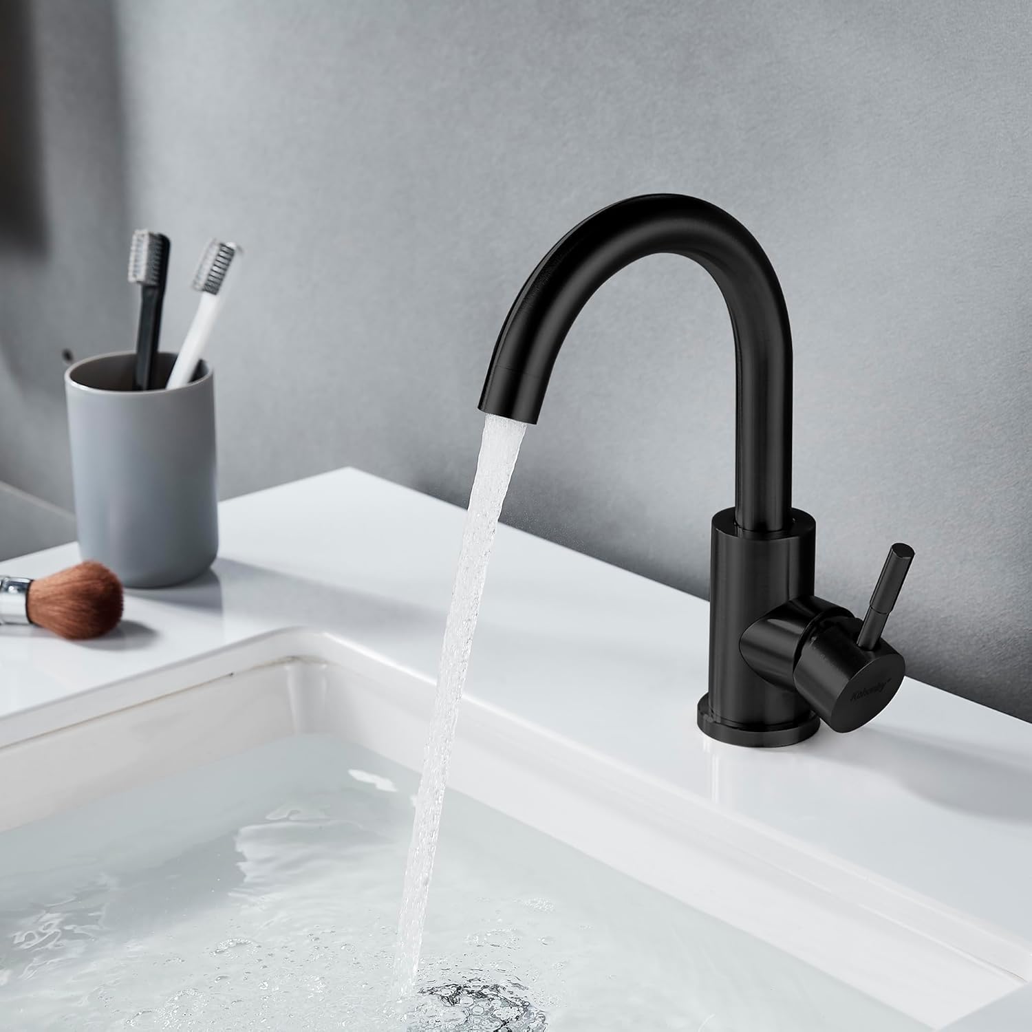 Wet Bar Sink Faucet Single Hole, Matte Black Single Handle Faucet for Kitchen or Bathroom Sink, Modern Stainless Steel Prep Sink Faucet Commercial Rv Sink Faucet Laundry Sink Faucet (No Drain) - Image 8