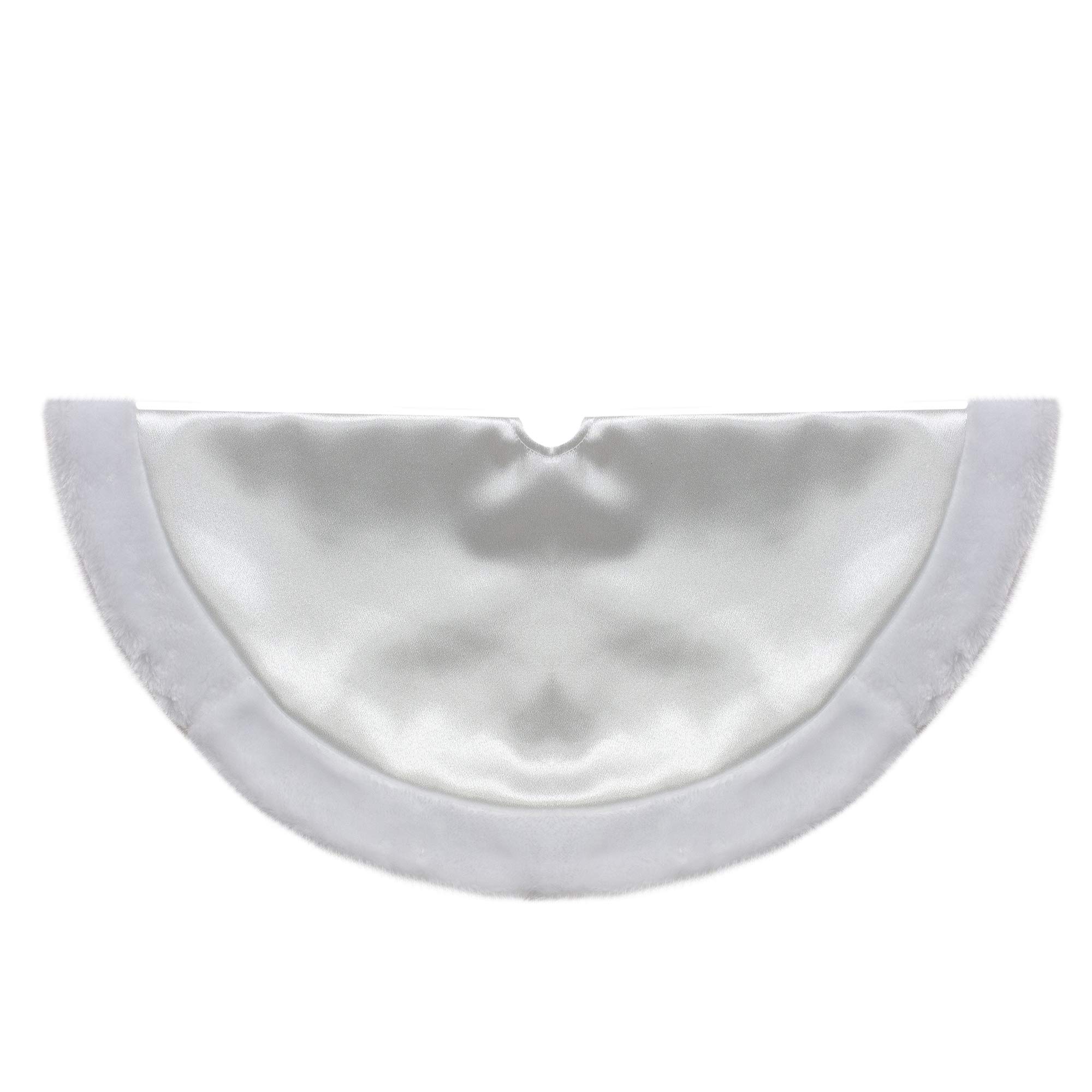 Mini Satin Christmas Tree Skirt with Faux Fur - 20