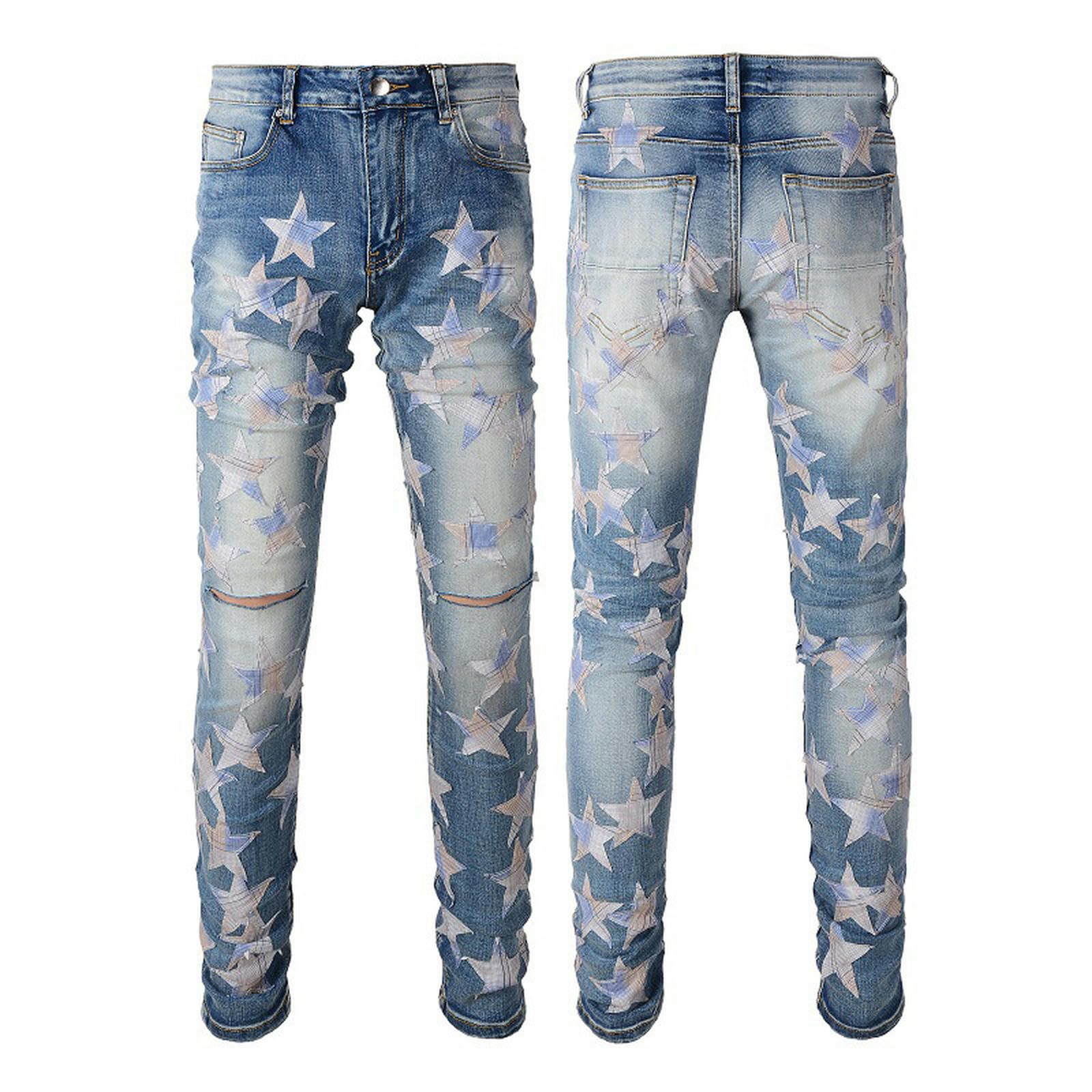 Jeans con Cucitura a Stella a Cinque Punte, Jeans alla Moda, Elasticizzati ad Alta Tecnologia, Dimagranti