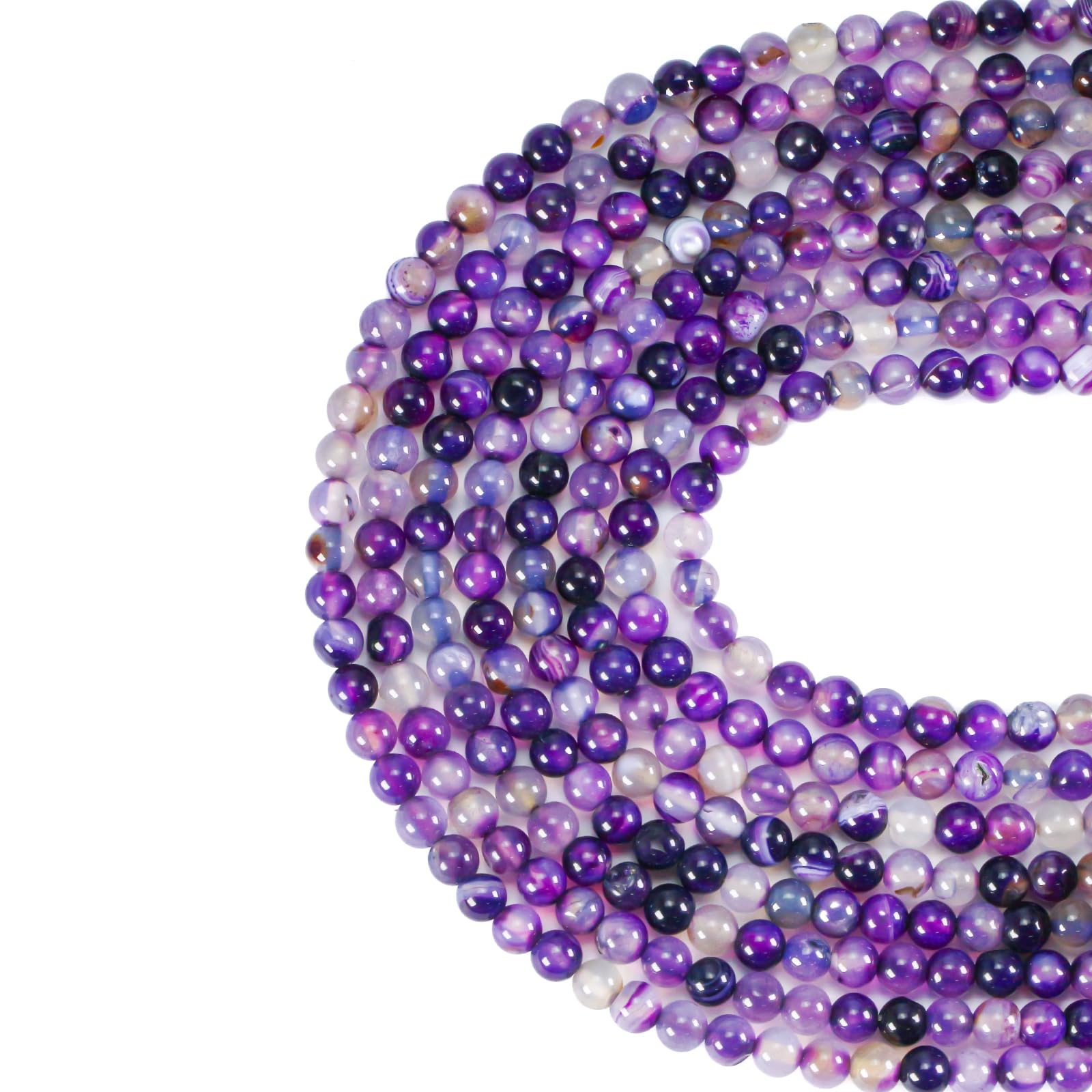 Beads for Jewelry Making,4mm Round Crystal Beads,85pcs Purple Stripe Agate Crystal Beads for Jewellery Making,Gemstone Beads,Stone Beads,Jewellery Making Beads - Image 3