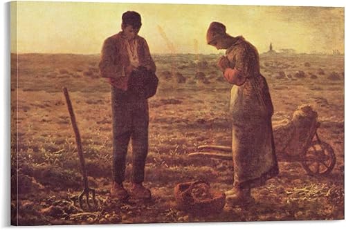 Miniatura 1 de Jean-Frandik - Póster impreso en lienzo con diseño de mijo de The Angelus y arte de pared, póster moderno para decoración de dormitorio familiar, 12