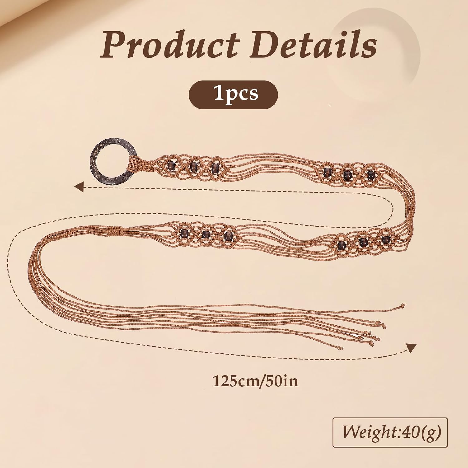 Boho Woven Belt, Women's Rope Braid Waist Belt