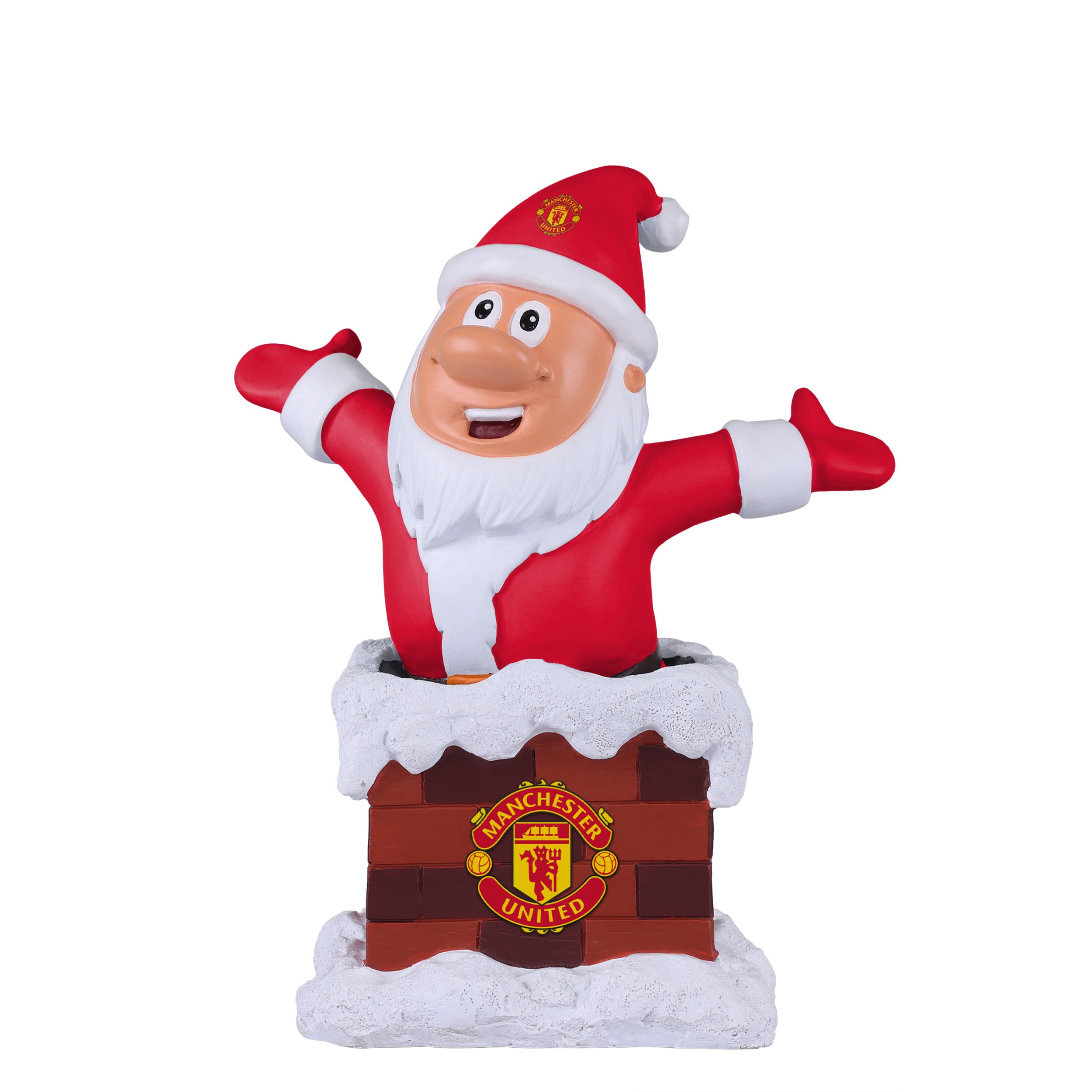 Foco Manchester United Premier League Football Fan Chimney Christmas Indoor Outdoor Ornament Bearded Gnome