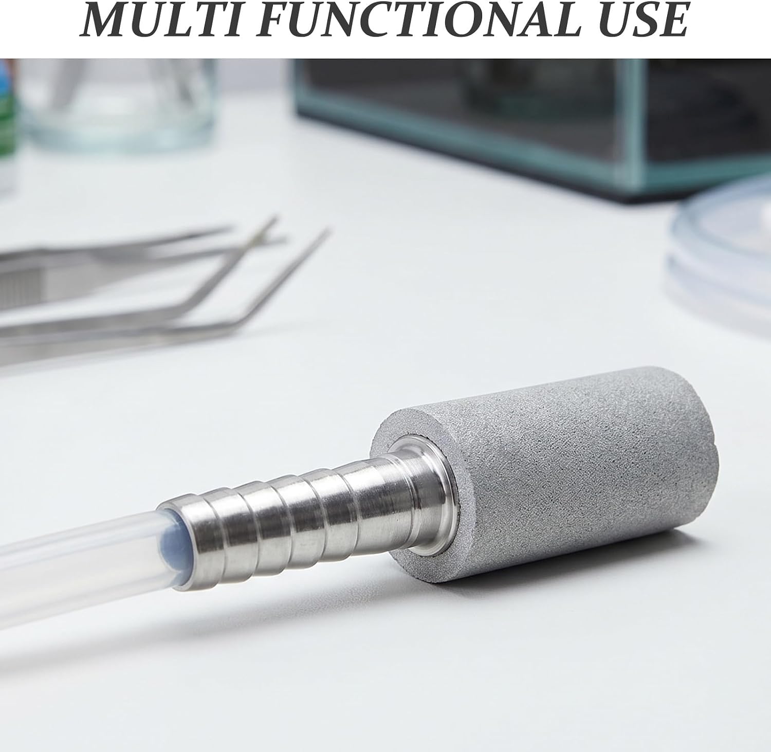 2pcs Stainless Steel Aeration Stones, 0.5 Micron Ultra-Fine Bubble Diffusion Device, 1/4" OD Fitting, Brewing Part for Artisanal Wine Silver