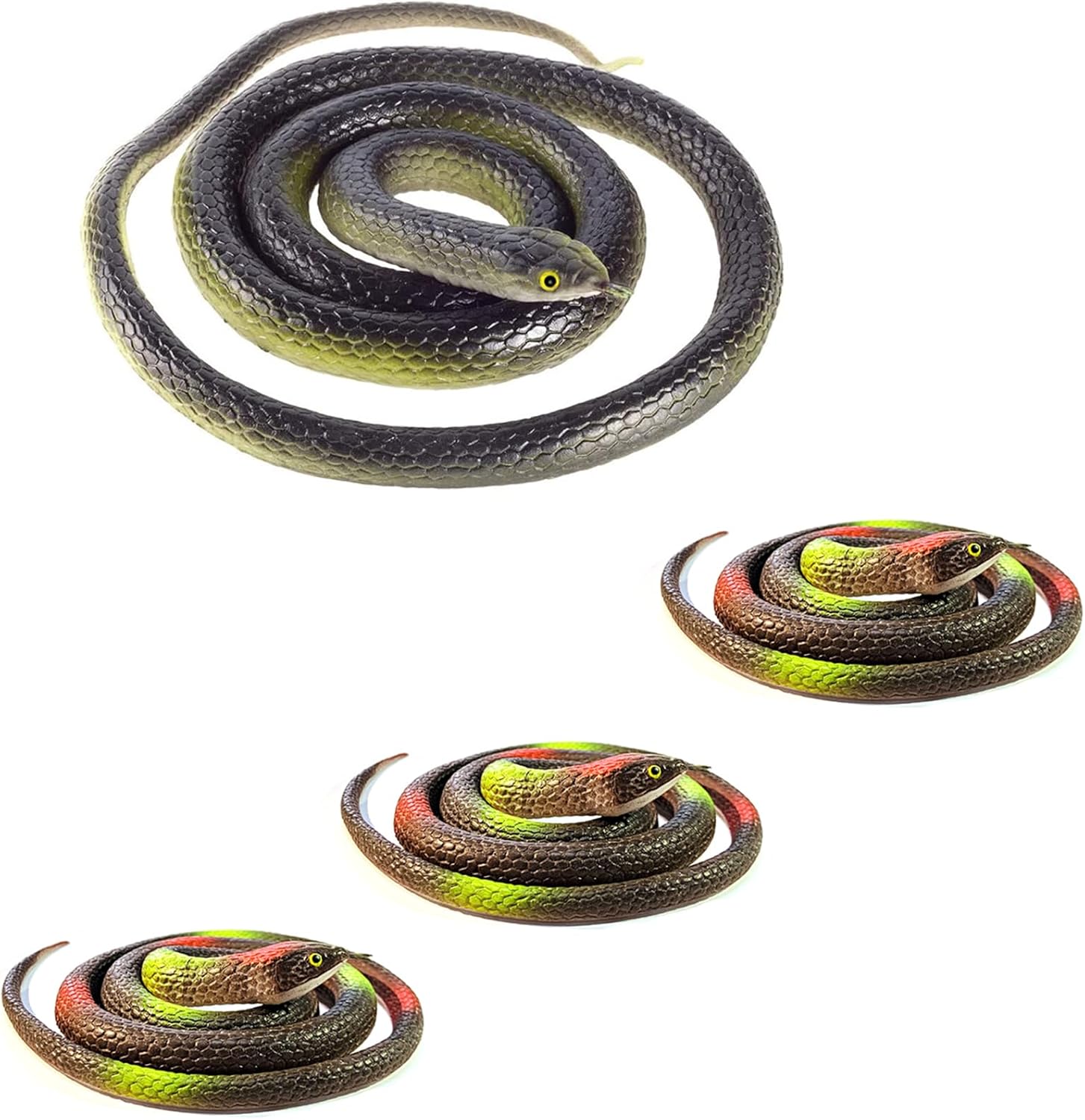 OLJHFG 4 Pieces Realistic Rubber Snakes Fake Toy Snakes