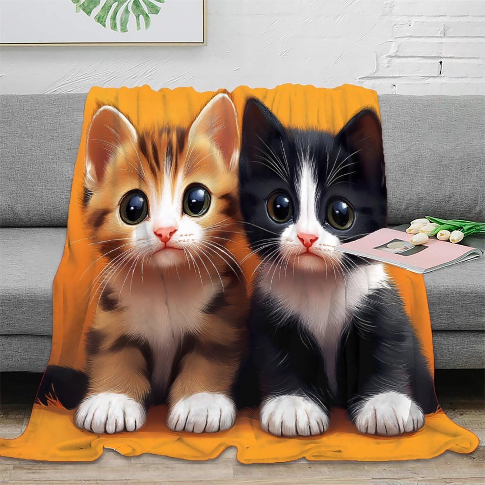 Plaid chaton 3D jeté de canapé microfibre chaud couverture lit