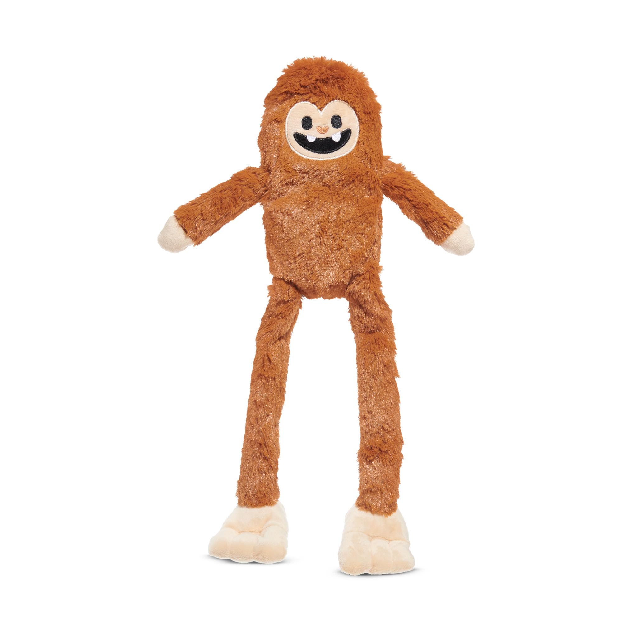 Bark Dog Toy Sasquatch Josh Two Squeakers, Long Whip-N-Flip Limbs, Crinkle Sound, Plush Toy For Dogs, brown, large