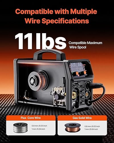 Miniatura 6 de Soldador MIG 4 en 1 de 200 amperios, núcleo de gasflujopaloelevación TIG, doble voltaje 110V220V, pantalla LED grande compatible con acero,