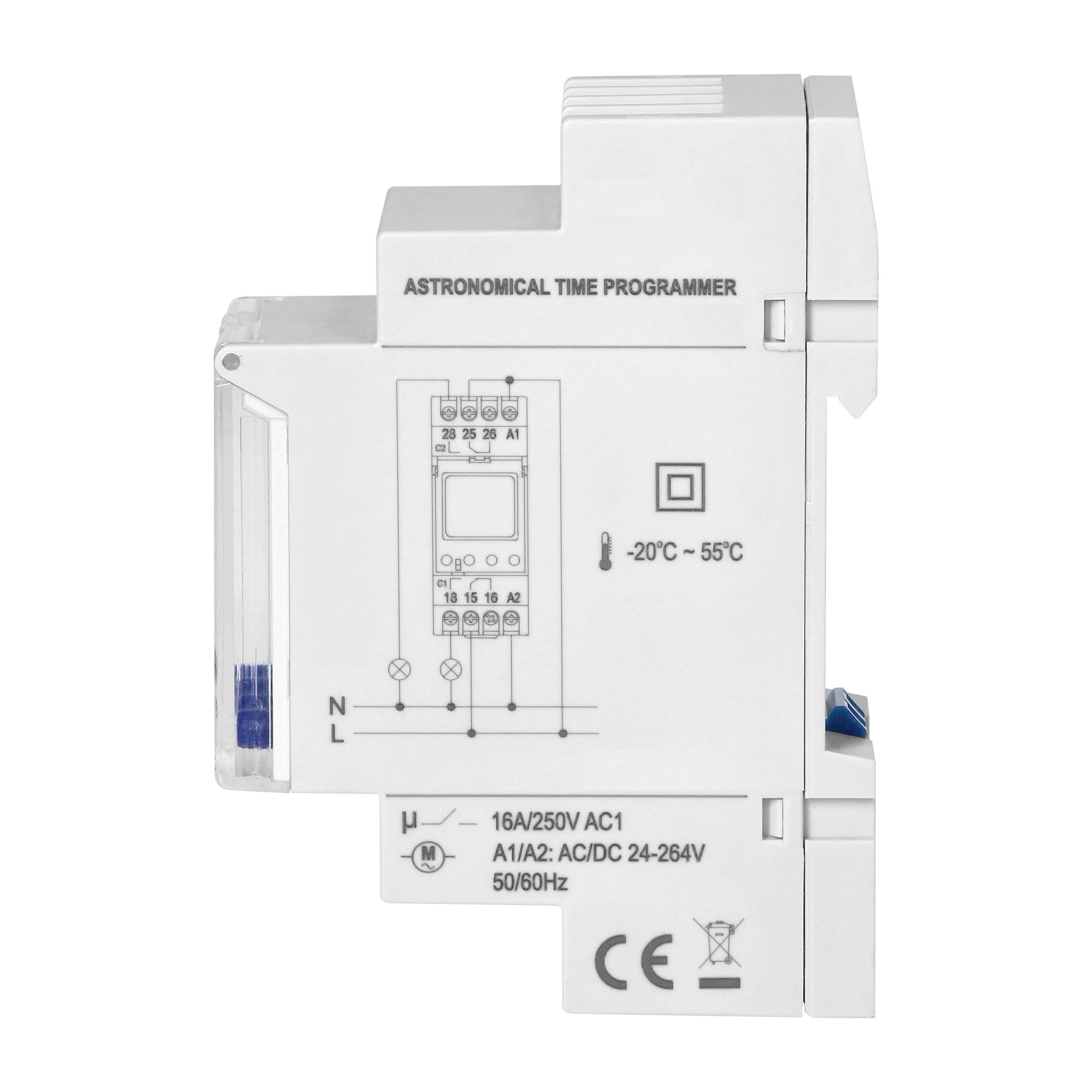 Temporizador digital LCD astronómico TH-35, 2 canales, 100 programas, 24 V, 230 V