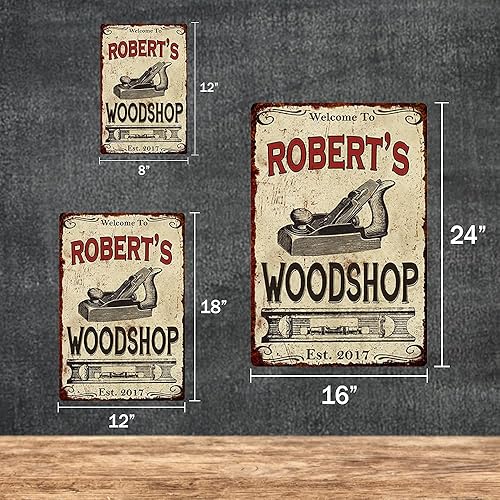 Miniatura 3 de Letrero de metal personalizado para carpintería de hombre, diseño de cueva, para papá, para carpintería, decoración para el hogar, regalo, 8 x 12