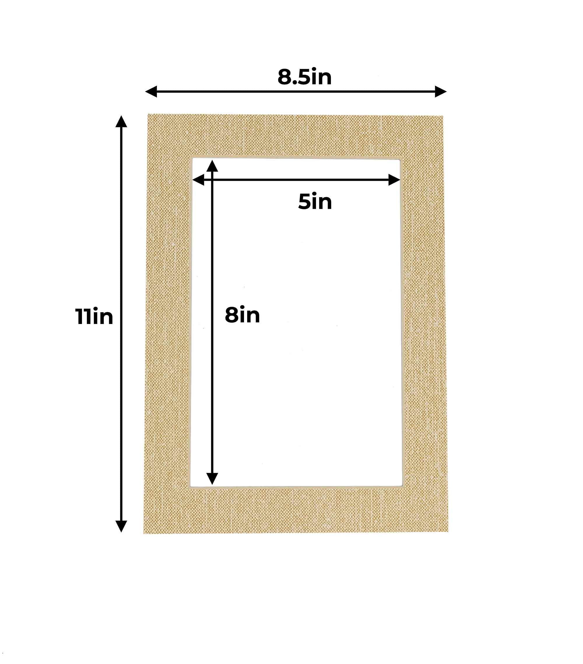 8.5x11 Mat for 5.5x8.5 Photo - Precut Fresh Linen Canvas Picture Matboard for Frames Measuring 8.5 x 11 Inches - Bevel Cut Matte to Display Art Measuring 5.5 x 8.5 Inches - Acid Free ONE MAT