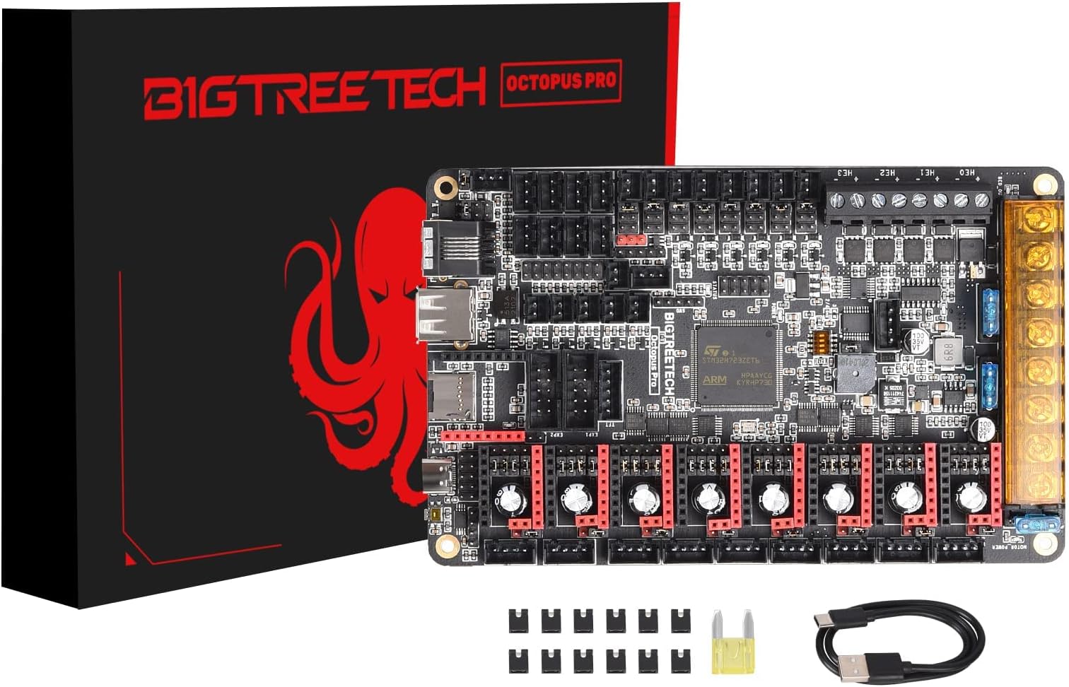 BIGTREETECH Octopus Pro V1.0.1(H723) 32bit Control Board New Upgrade 550Hz STM32H723ZET6 Support Klipper Marlin High-Speed Printing 8 Stepper Motor Driver DIY Support Raspberry Pi Octoprint