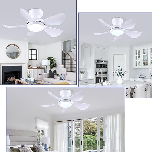 Miniatura 9 de Ventiladores de techo modernos de 32 pulgadas con luces, pequeño ventilador de techo de montaje empotrado con luz y control remotoaplicación, 5