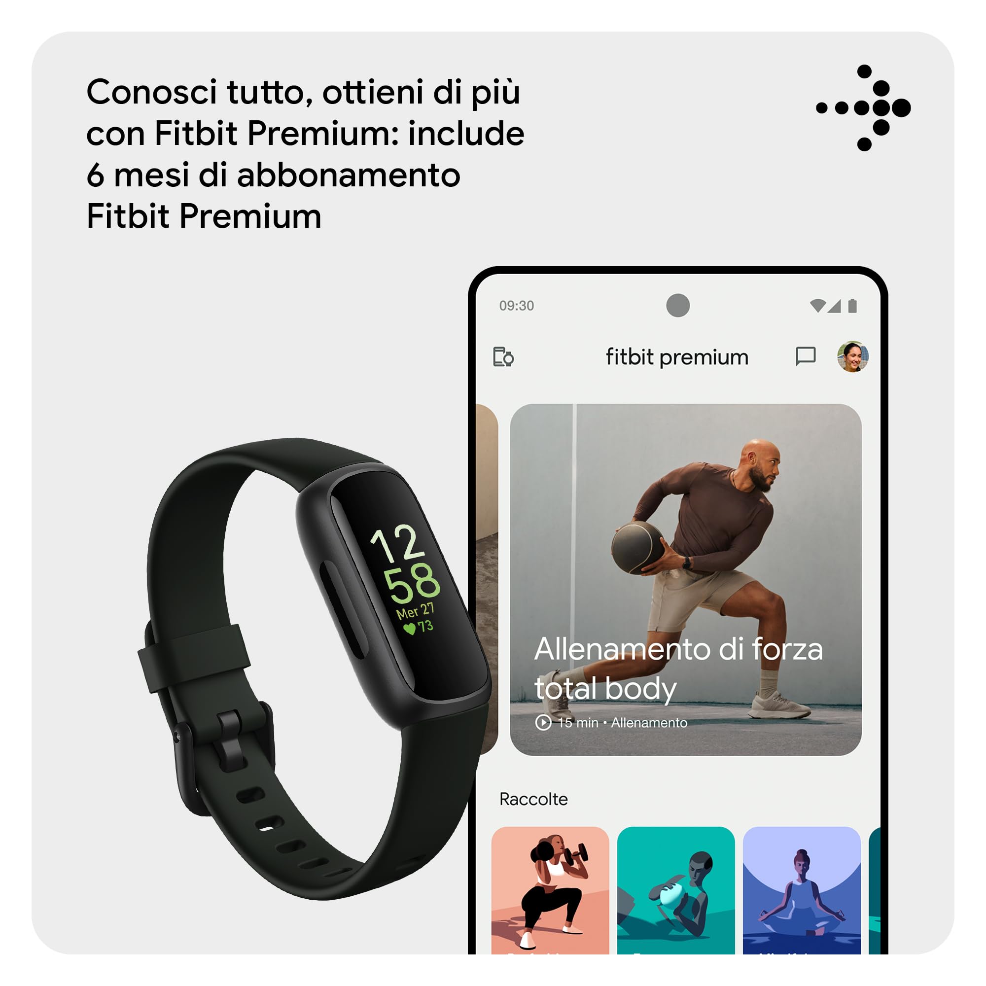 Google Fitbit Inspire 3 Tracker per fitness e benessere con autonomia fino a 10 giorni e compatibile con Android e iOS