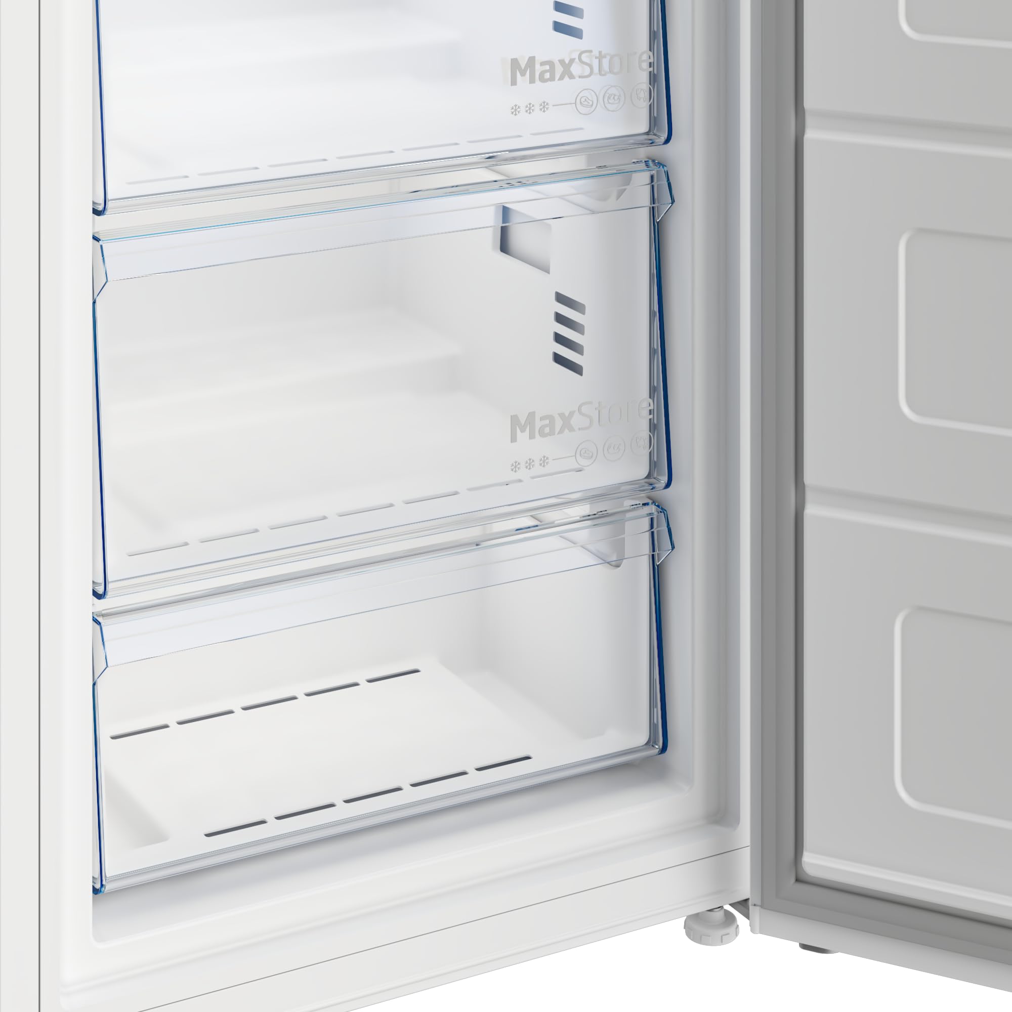 Beko B5RFNE295W Gefrierschrank freistehend, 260 l Gesamtrauminhalt, 170,5 cm Höhe, No Frost, SmoothFit, 5 Gefrierschubladen + 2 Gefrierfächer, für unbeheizte Räume geeignet, leise 38 dB, Weiß