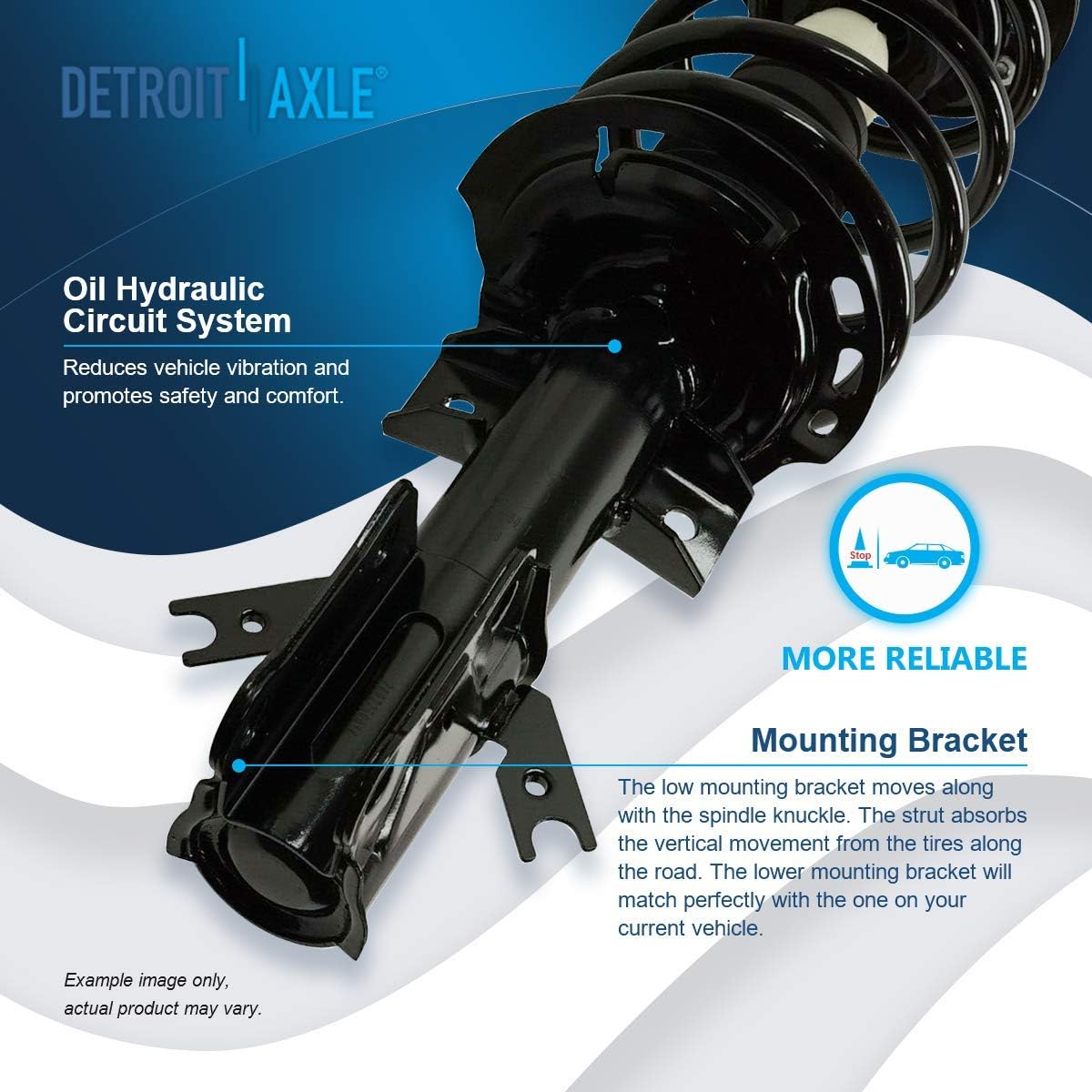 Detroit Axle - FWD Front Struts for 2013-2020 Ford Fusion Complete 2 Struts with Coil Spring 2014 2015 2016 2017 2018 2019 Replacement Quick Install Ready Strut Shock Assembly