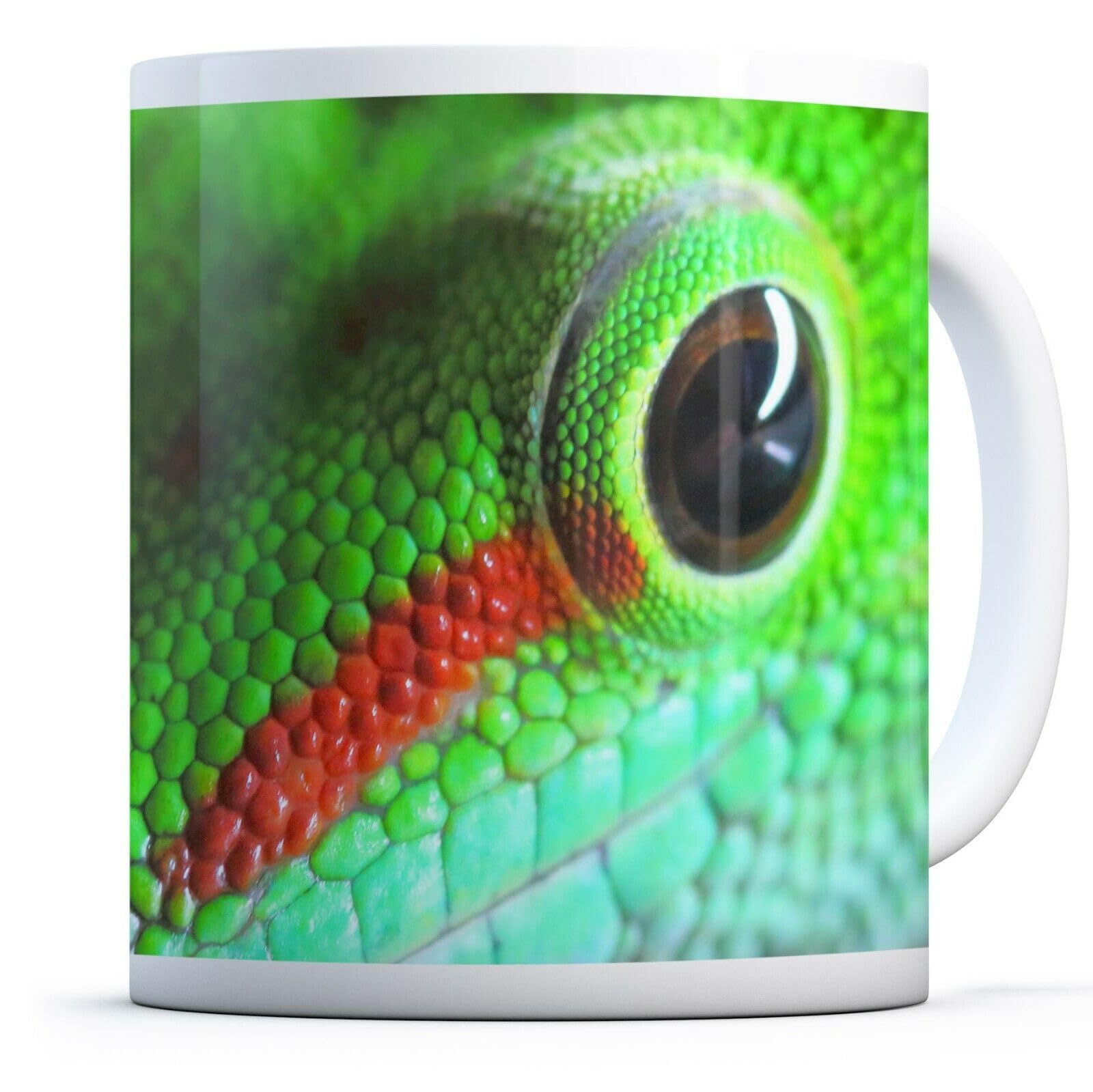 MUGS TRADER Bright Green Gecko - Drinks Mug Cup Kitchen Birthday Office Fun Gift #12544 Printed Coffee and Tea Ceramic Mug- 11OZ Ceramic Coffee Mug 2029