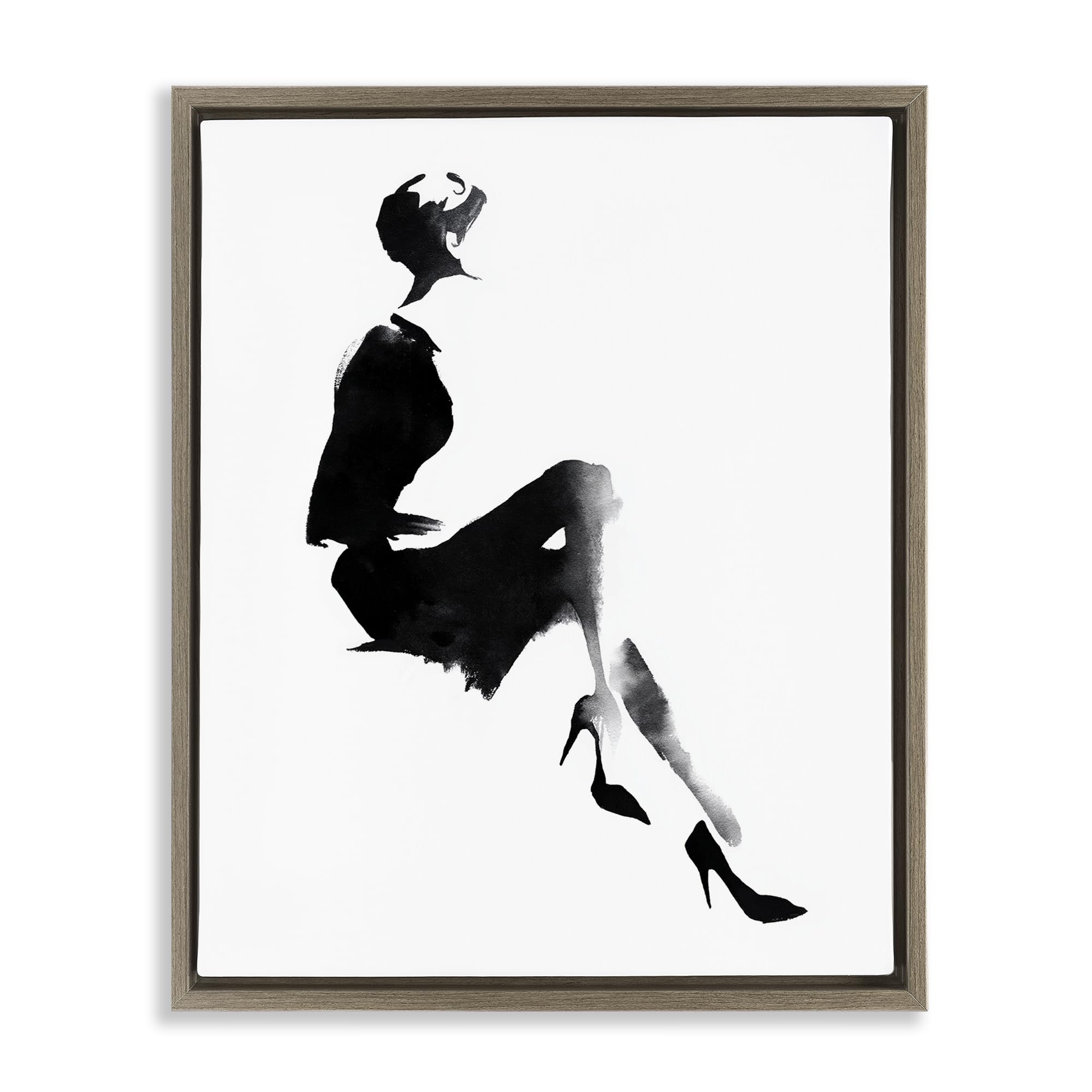 Stupell Industries Montalcino Elm (Textured) Chic Silhouette Noir Portrait, 16 X 20 Inch Canvas In Floater Frame