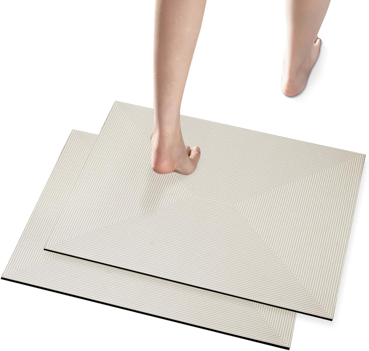 Diatomaceous Earth Bath Mat 2 Pack, OffWhite, 15.7 ×23.6 in, Bathroom