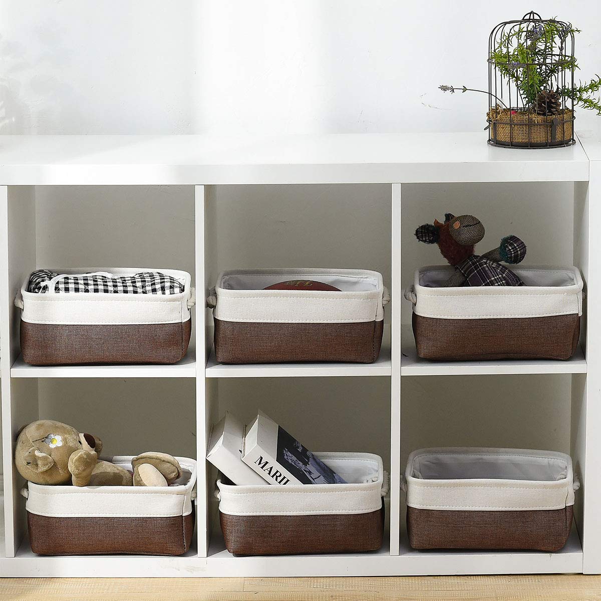 Kleine Aufbewahrungskörbe für Regale, Stoff-Aufbewahrungskörbe für Schrank, rechteckige, faltbare Körbe zum Organisieren von Kleidung, Büchern, Geschenken