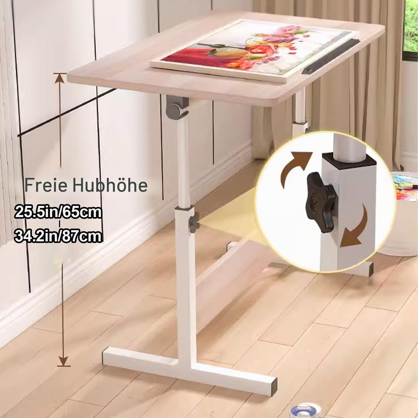 Zeichentisch für Künstler, höhenverstellbar und abgewinkelt, mit Tischstaffeleien, ideal für Zuhause, Büro, 40 x 60 cm, Weiß
