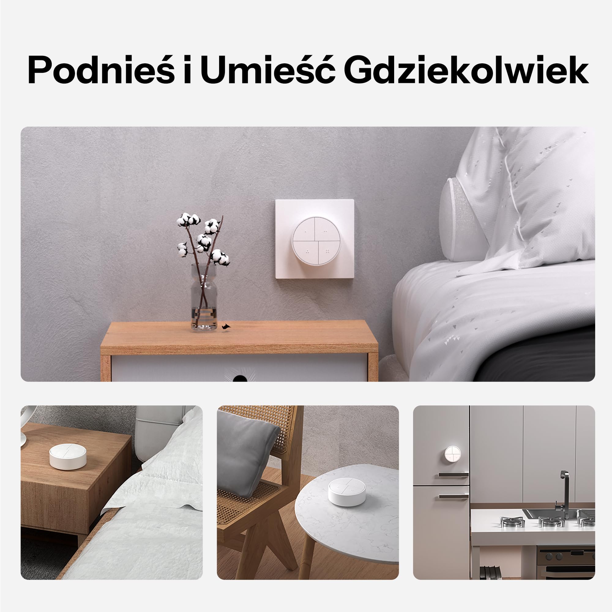 Botón Inteligente Sonoff SNZB-01M 4 en 1 Inalámbrico ZigBee Blanco | 16 acciones, Zigbee Binding & TouchLink Control de luz, compatible con Home Assistant, SmartThings, Hub requerido