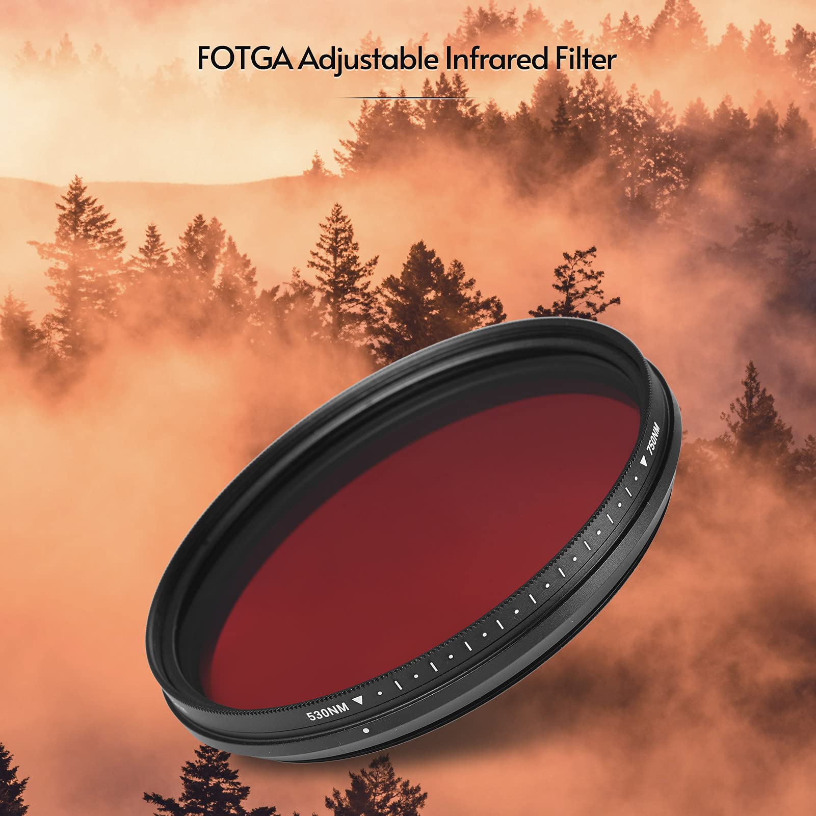 Filtre, Filtre Infrarouge réglable 82 mm Filtre d'objectif à Rayons X IR Pass Variable de 530 nm à 750 nm Compatible avec l'appareil Photo Reflex numérique