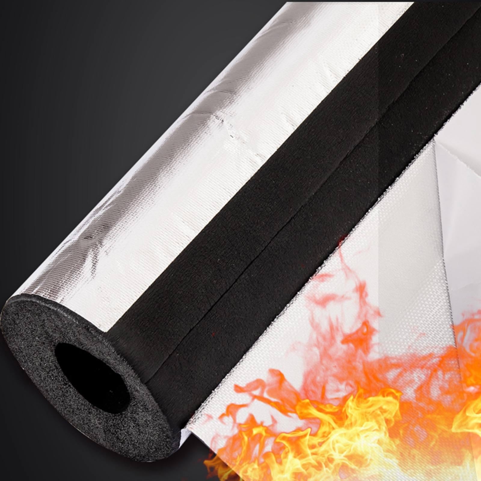 Tubo de Aislamiento con Papel de Aluminio Tubería de Aislamiento Térmico Flexible Manguito Aislante Protector para Protección Contra el Congelamiento en Invierno 6 Piezas(2"(50.0 mm))