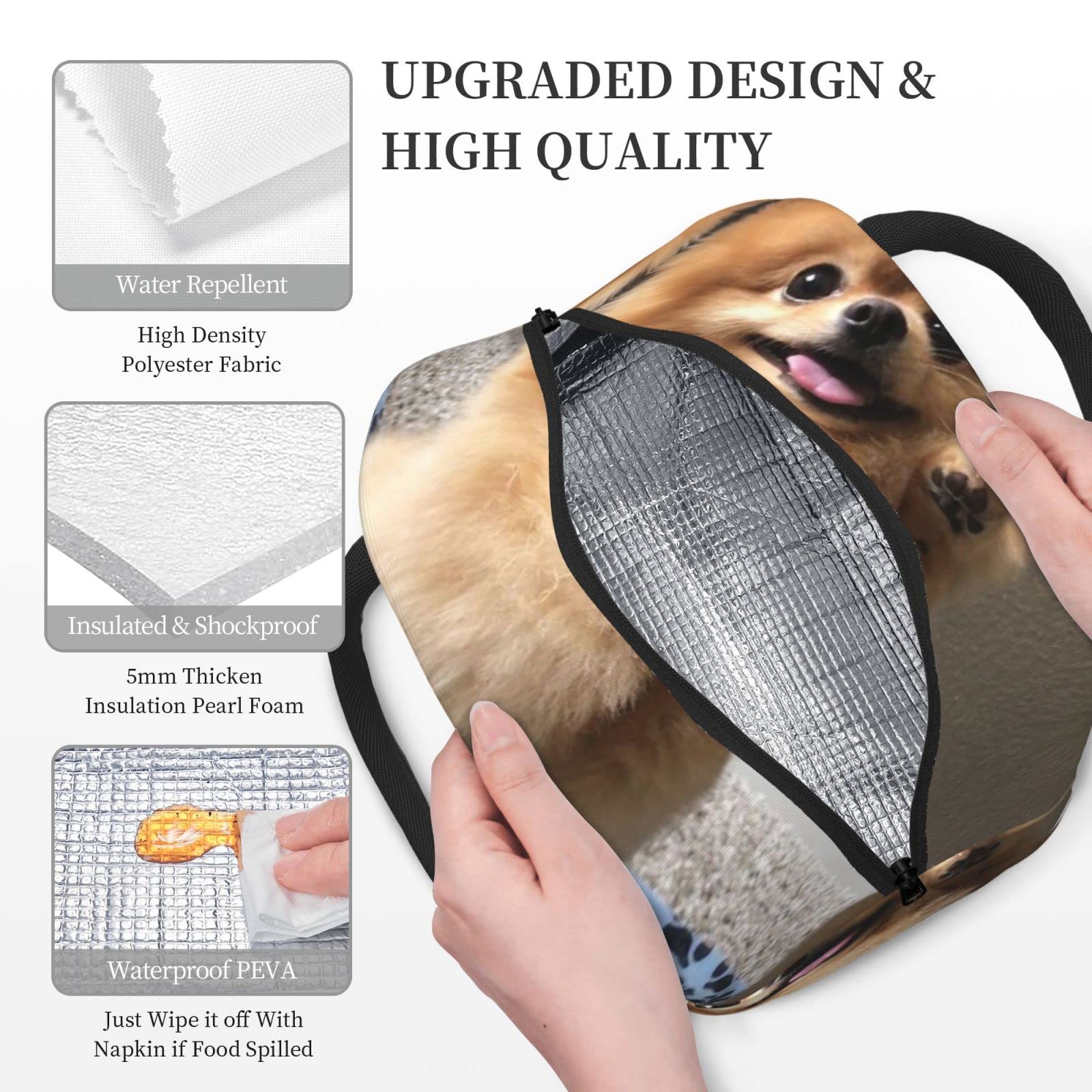 Amazon | ポメラニアン犬 保冷 がま口 ランチバッグ ブラック お弁当箱