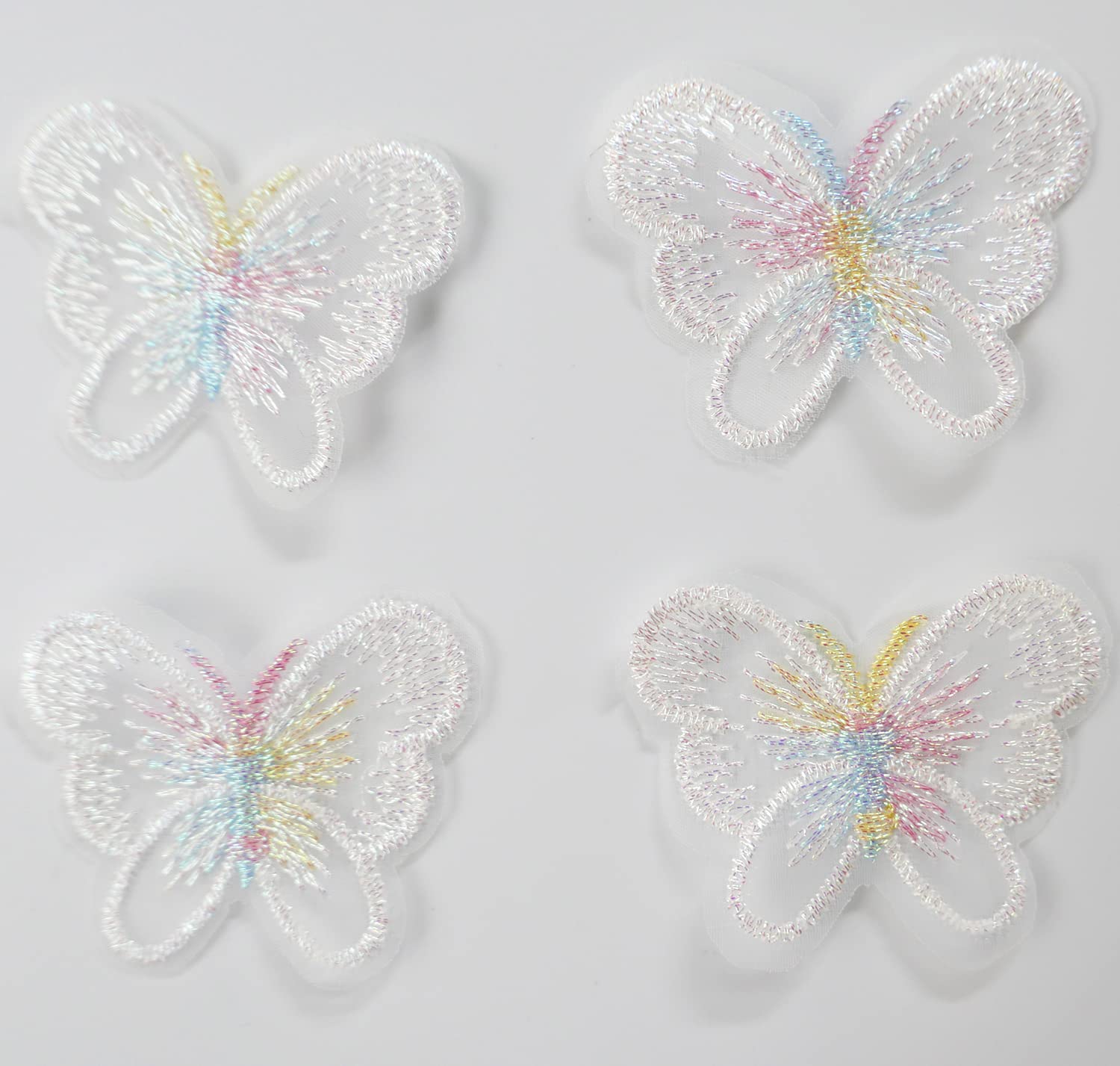 20 Stück Organza Schmetterlinge Aufnäher - Gestickte Applikationen Für Kleidung & Deko