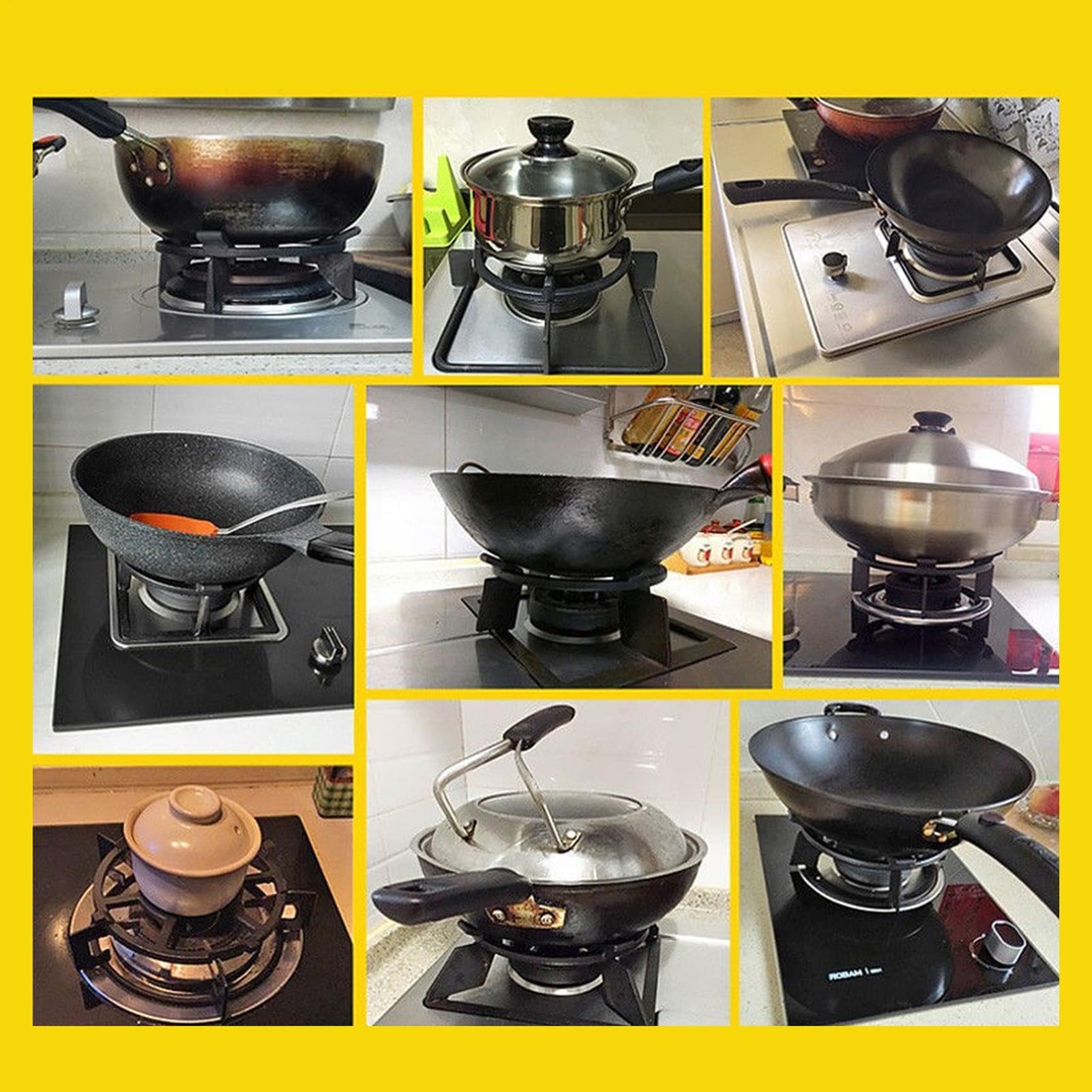 Millar Noir Fonte Wok Soutien Pour Table De Cuisson Gaz - Wok Support