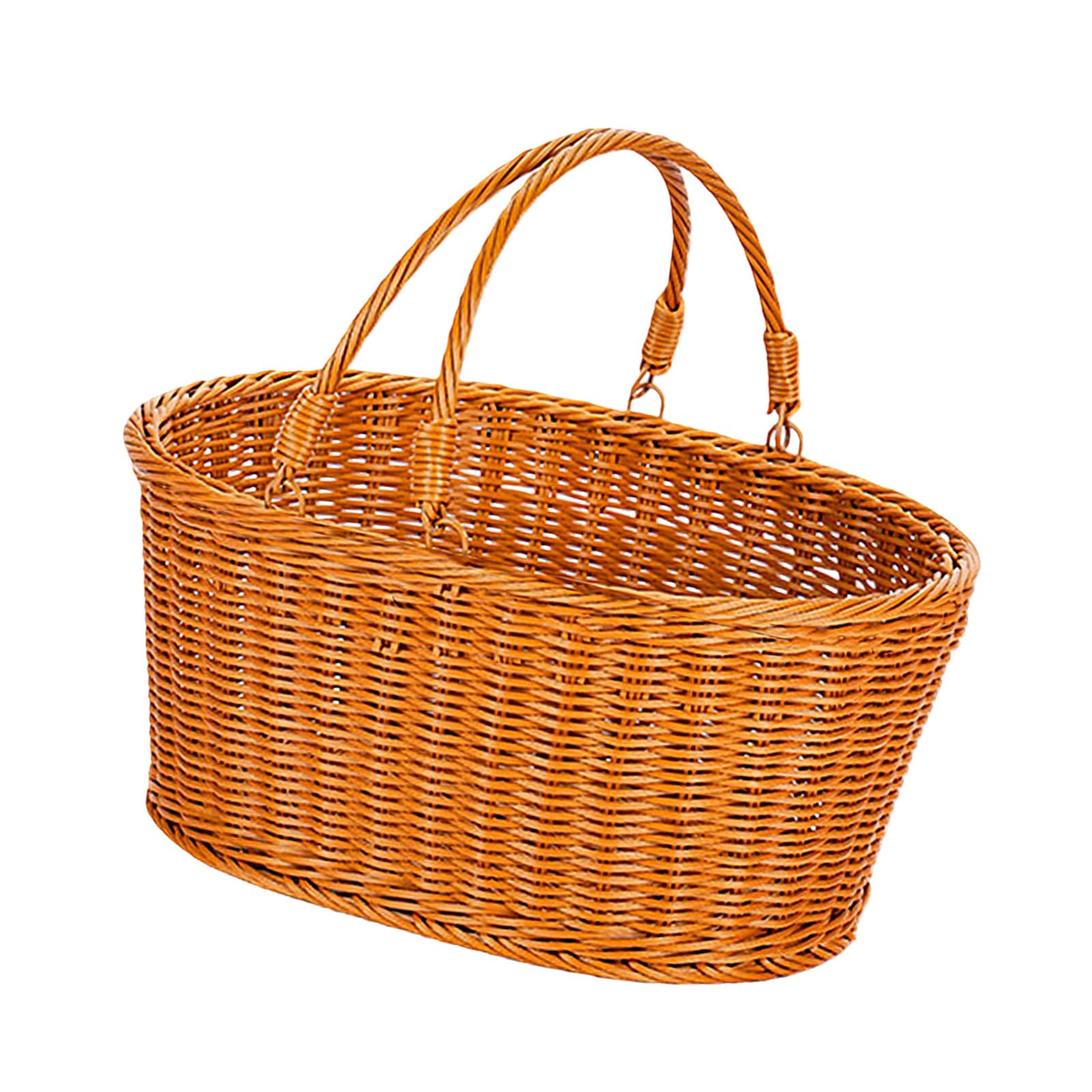 alloneslife Spacious Rattan-Look Oval Storage Bin for Home Organization and Groceries Outdoor Camping Planner